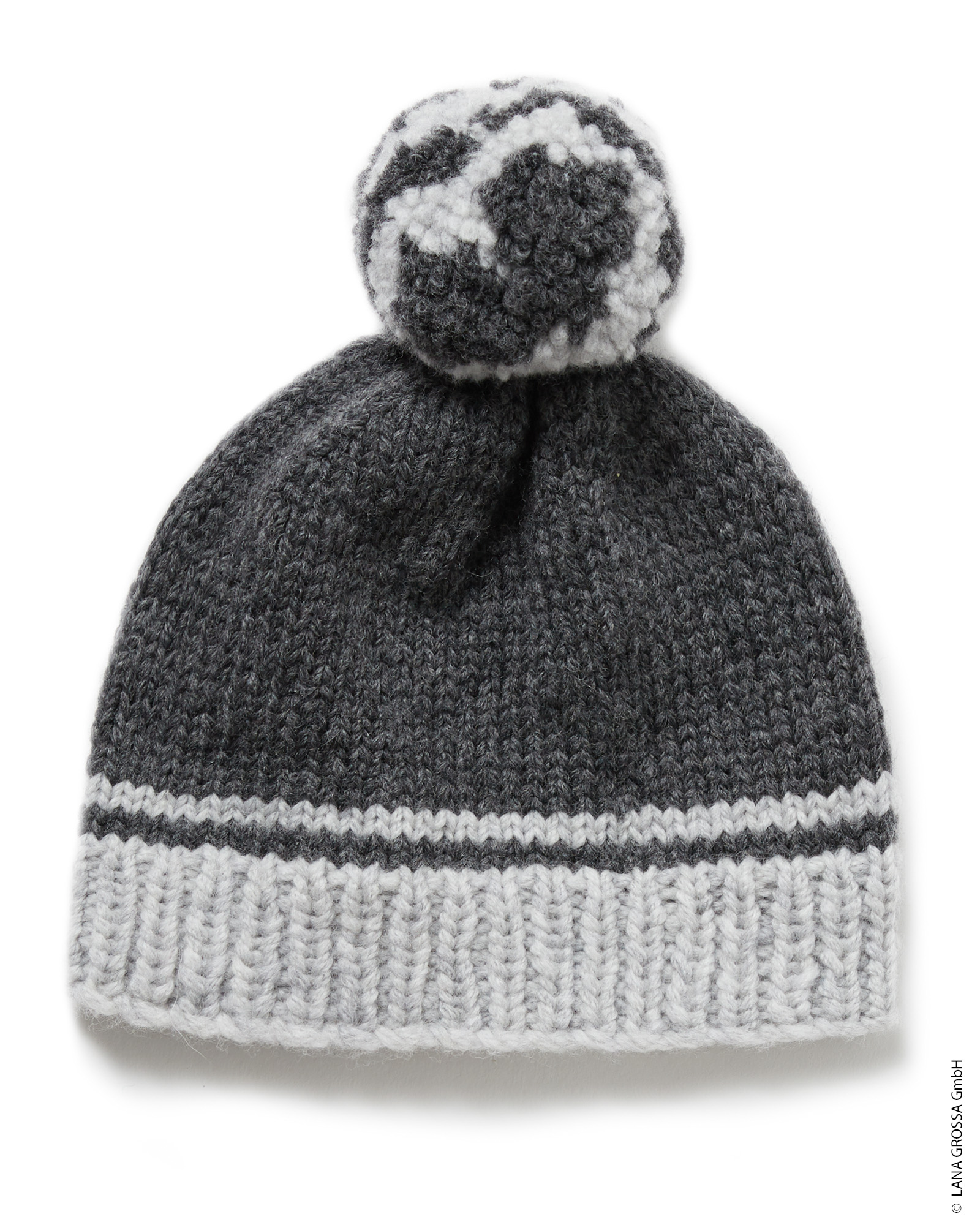 Strickset Zweifarbige Mütze Mit Bommel Aus Cool Merino Big Von Lana Grossa 2 Strickset Zweifarbige Mütze Mit Bommel Aus Cool Merino Big Von Lana Grossa – Bild 2
