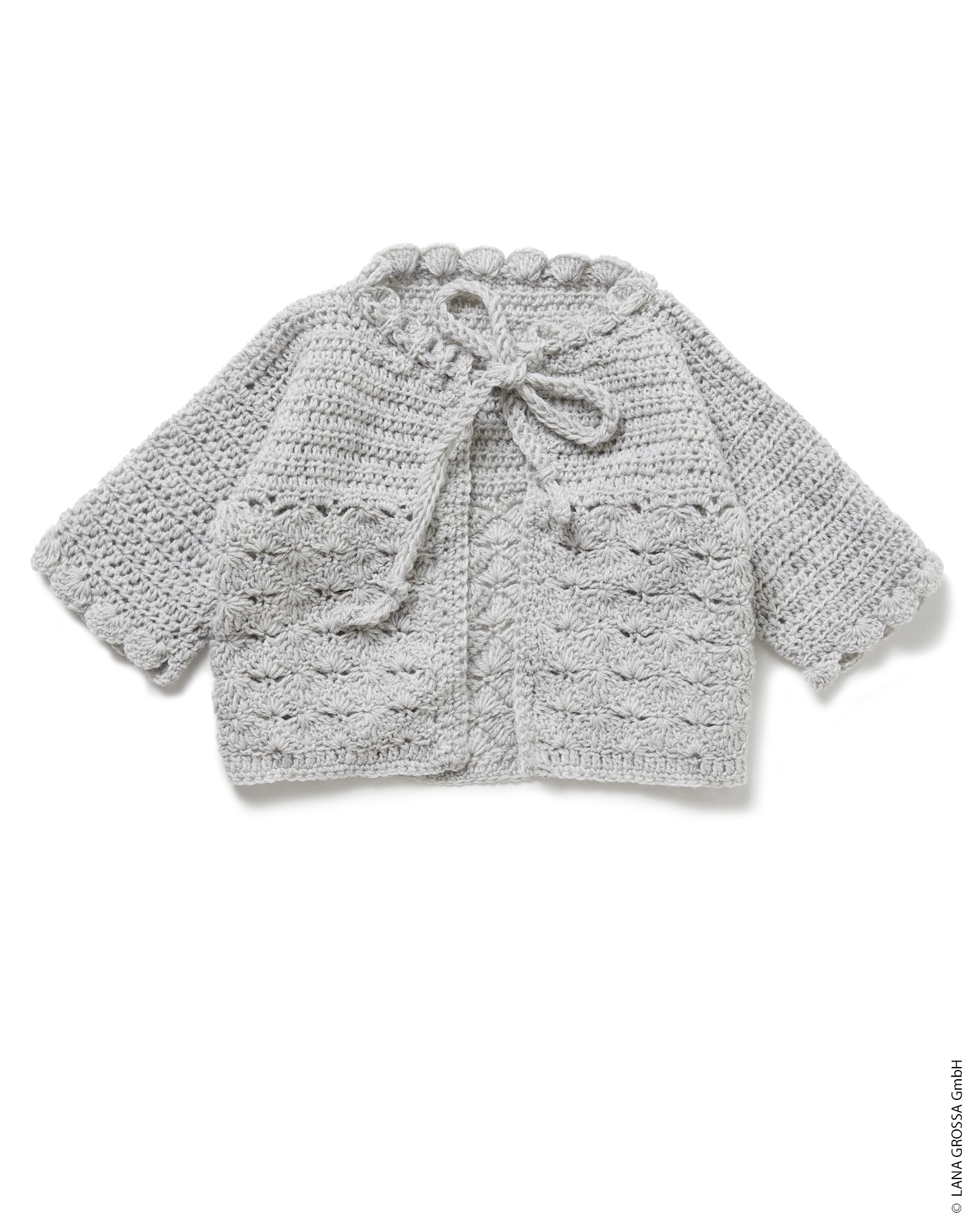 Strickset Häkeljäckchen Mit Muschelmuster Aus Cool Wool Baby Von Lana Grossa 2 Strickset Häkeljäckchen Mit Muschelmuster Aus Cool Wool Baby Von Lana Grossa – Bild 2