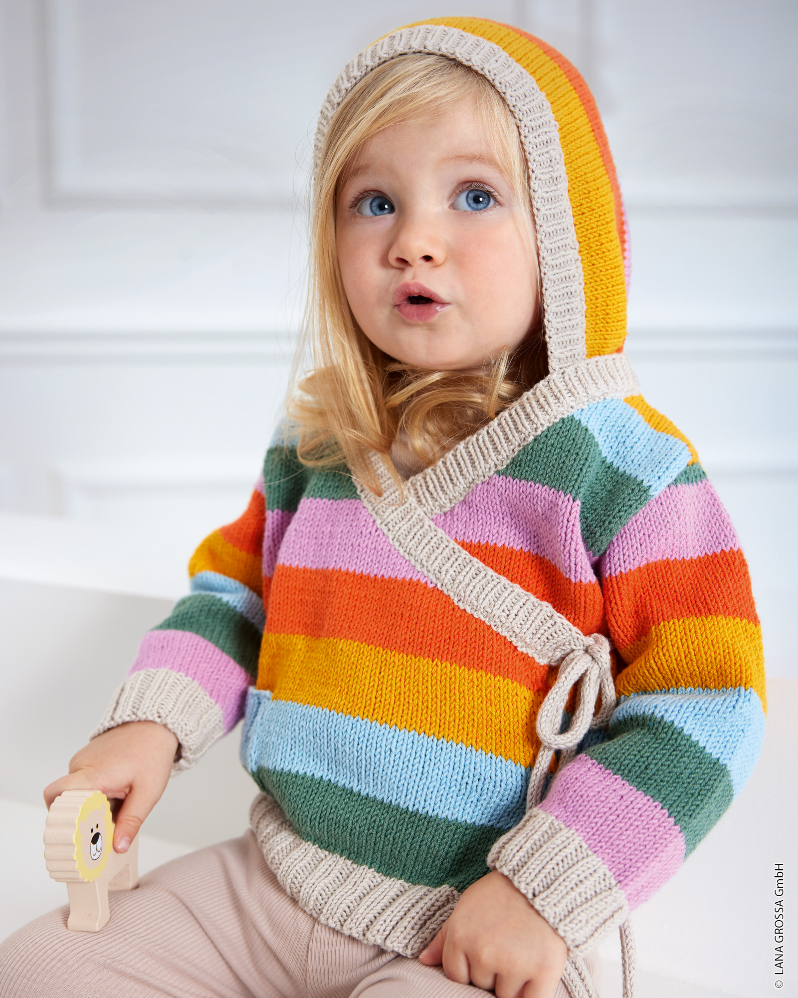 Strickset Kapuzenjacke Gestreift Aus Elastico Von Lana Grossa 1 Kapuzenjacke Gestreift - Elastico