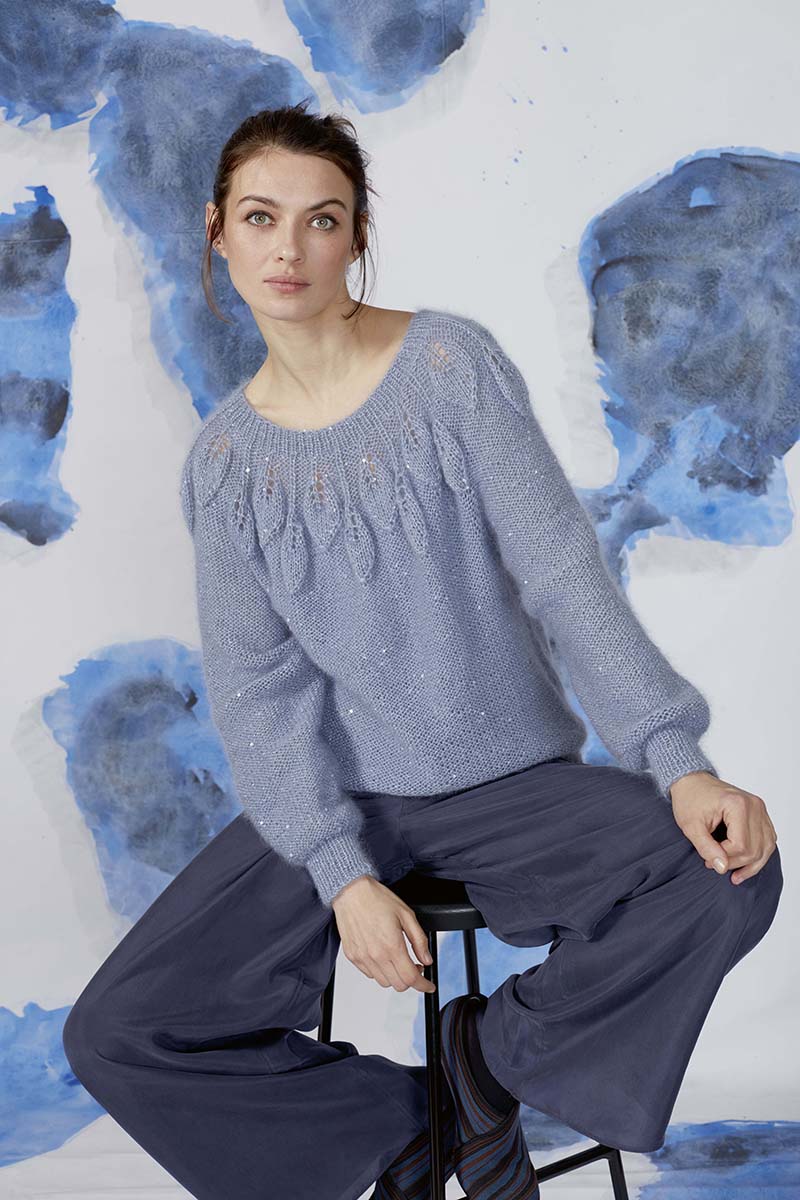 Strickset Top Down Pullover Aus Mohair Fancy Von Lang Yarns 1 Strickset Top Down Pullover Aus Mohair Fancy Von Lang Yarns