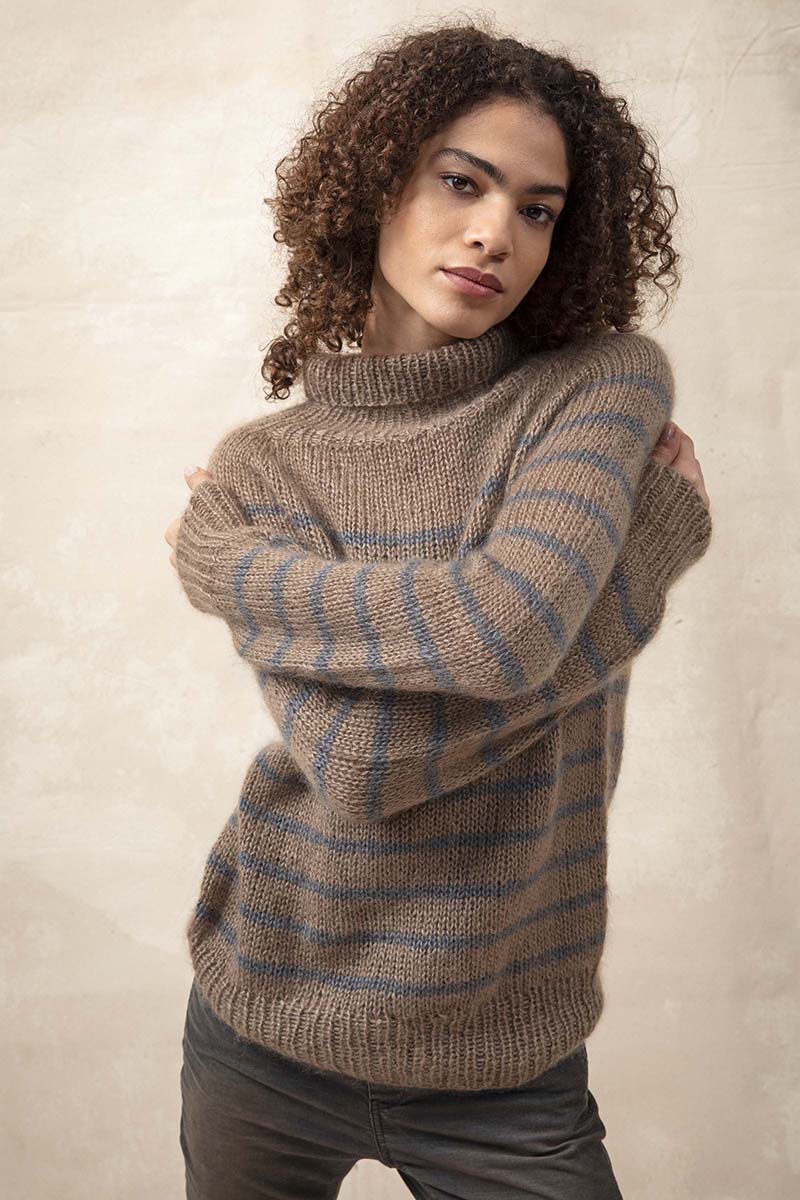 Strickset Pullover Mit Streifen Top Down Aus Lace Von Lang Yarns 1 Strickset Pullover Mit Streifen Top Down Aus Lace Von Lang Yarns