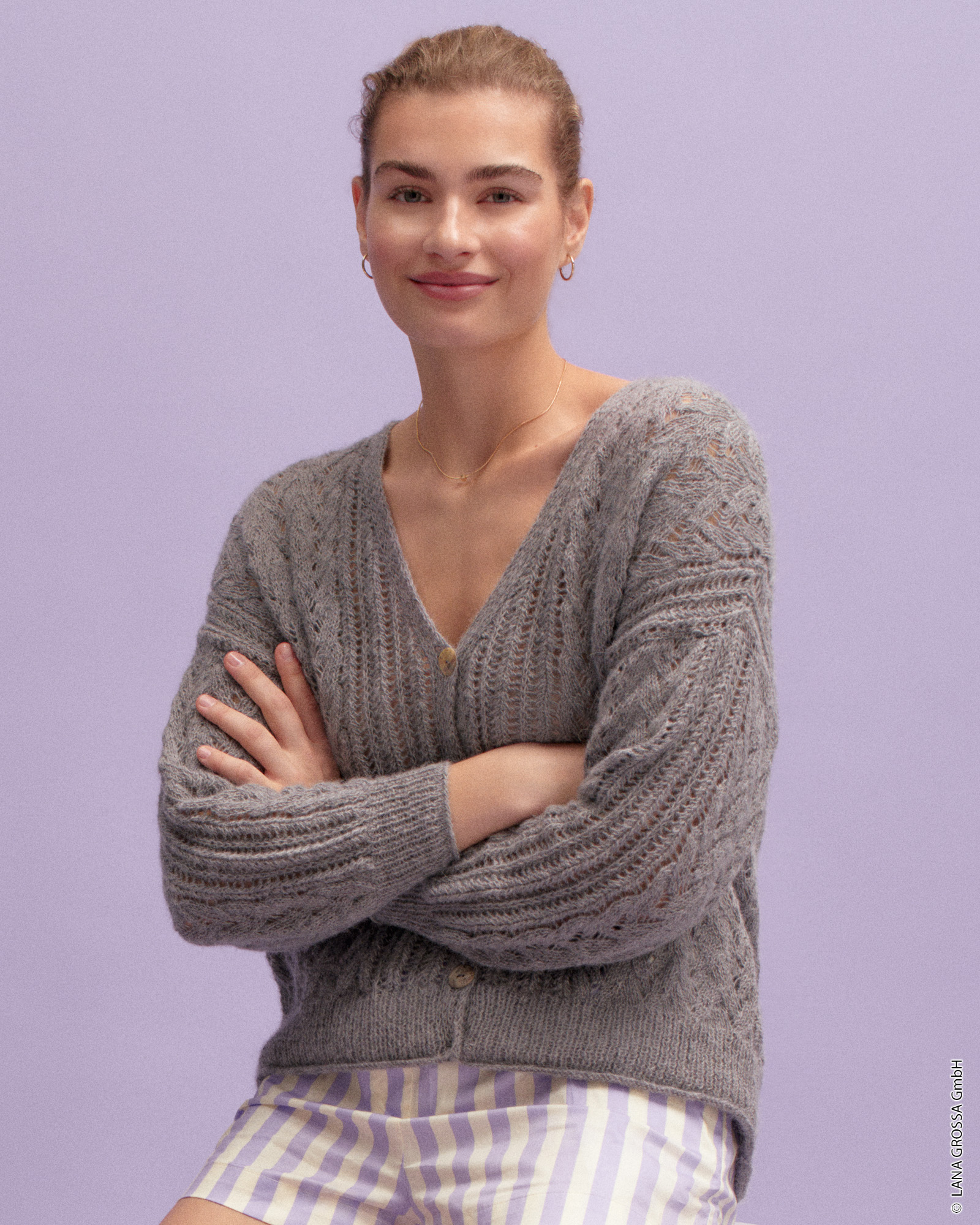Strickset Ajourmuster Jacke Aus Ecopuno Von Lana Grossa 1 Strickset Ajourmuster Jacke Aus Ecopuno Von Lana Grossa
