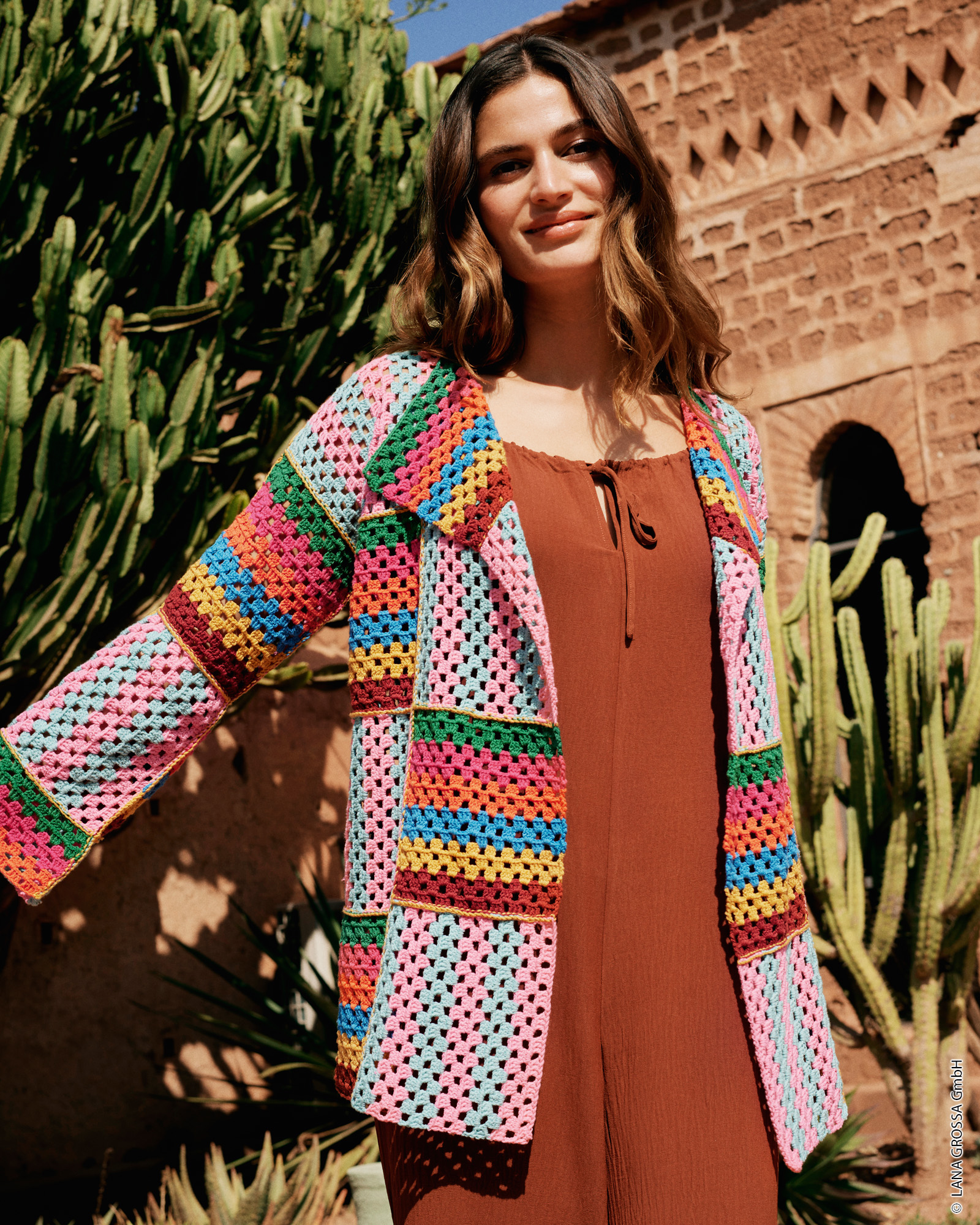 Strickset Cardigan Aus Bunten Quadratischen Motiven Aus Elastico Von Lana Grossa 1 Cardigan Aus Bunten Quadratischen Motiven - Elastico