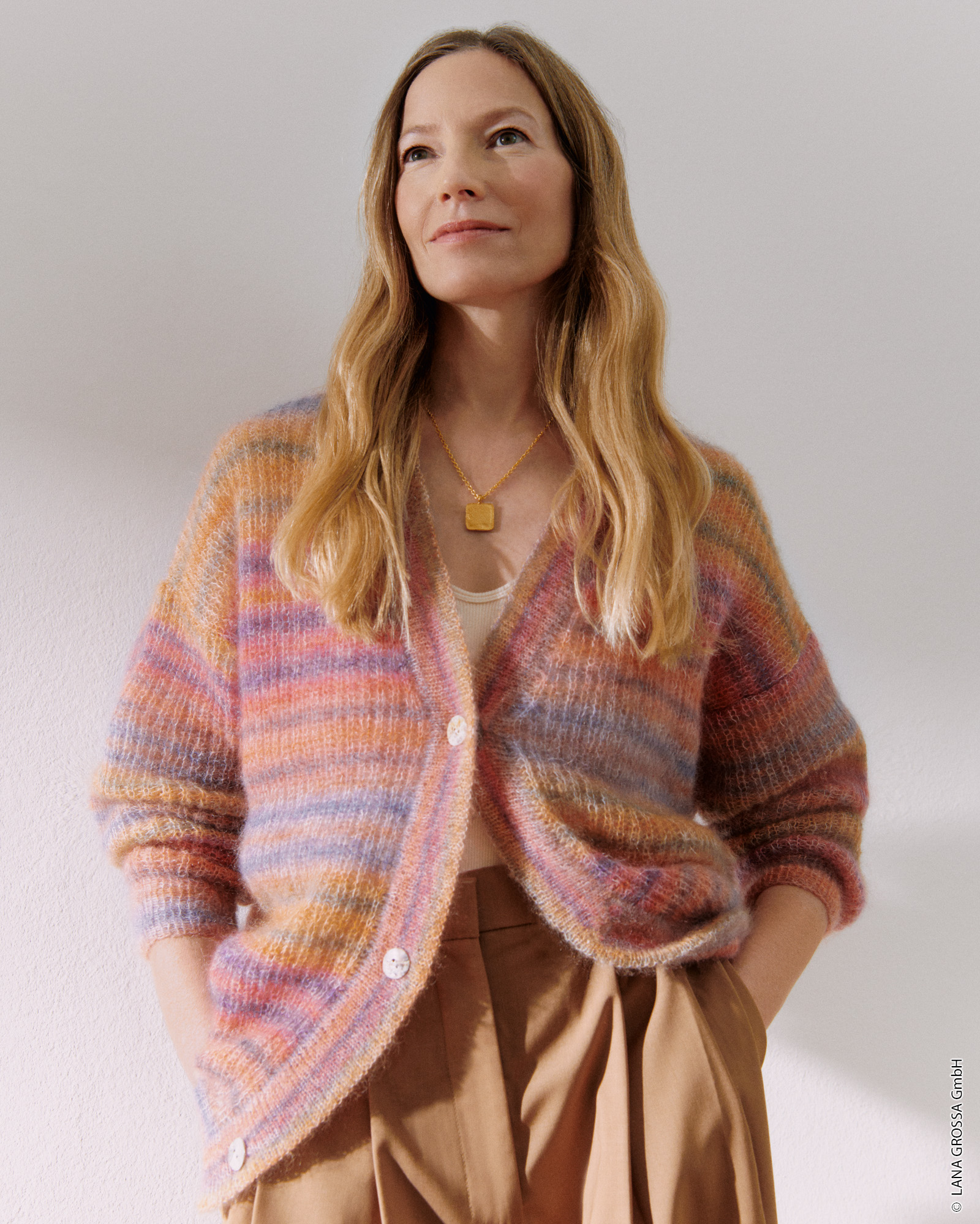 Strickset Patent-Jacke Aus Silkhair Print Von Lana Grossa 1 Patent-Jacke - Silkhair Print