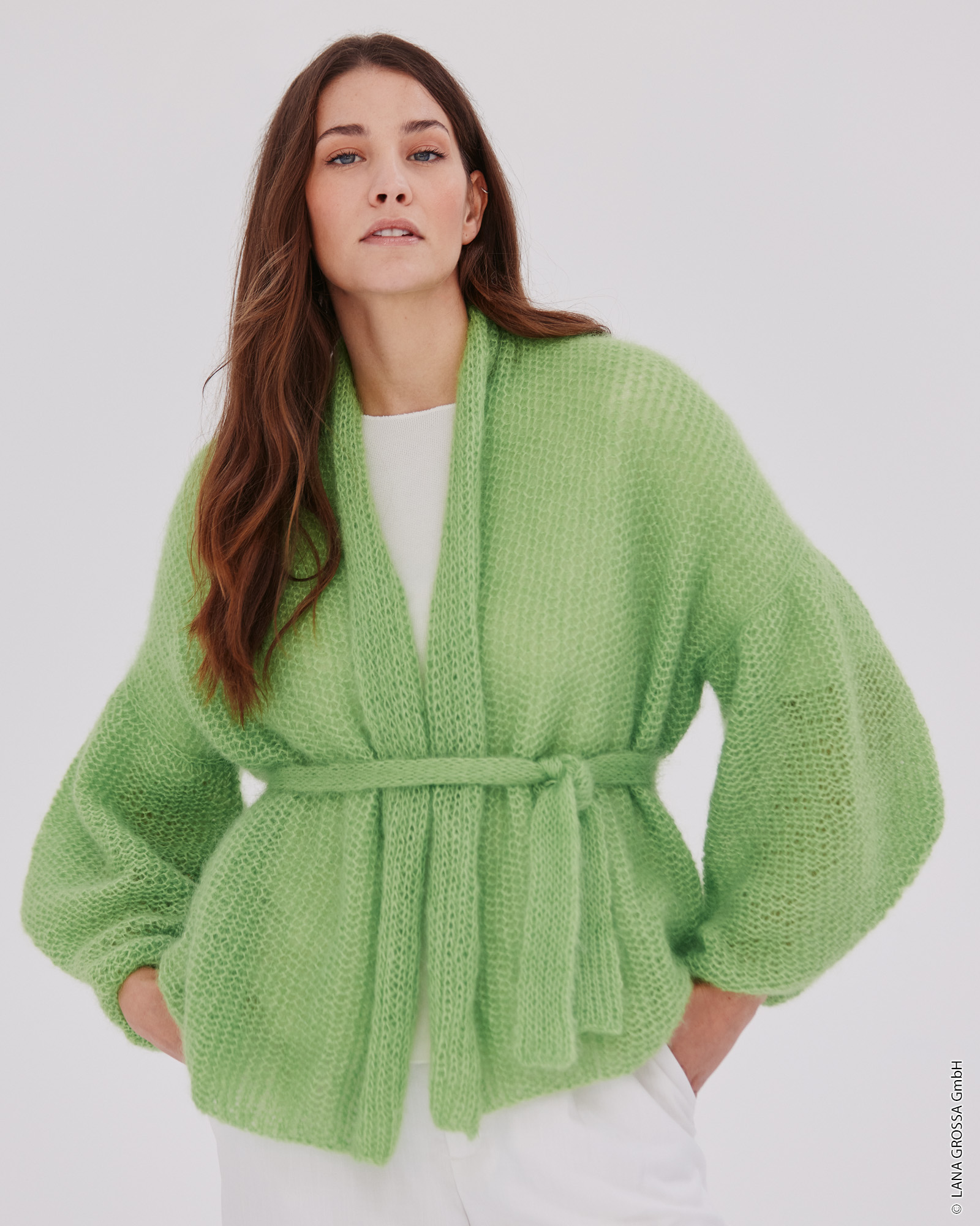Strickset Schalkragen-Cardigan Topdown Aus Silkhair Von Lana Grossa 1 Strickset Schalkragen-Cardigan Topdown Aus Silkhair Von Lana Grossa