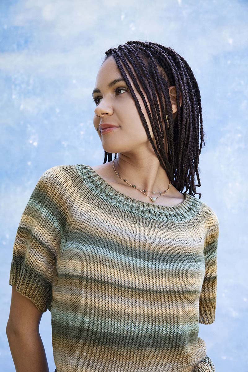 Strickset Kurzarmpullover Top Down Aus Silk Color Von Lang Yarns 2 Strickset Kurzarmpullover Top Down Aus Silk Color Von Lang Yarns – Bild 2