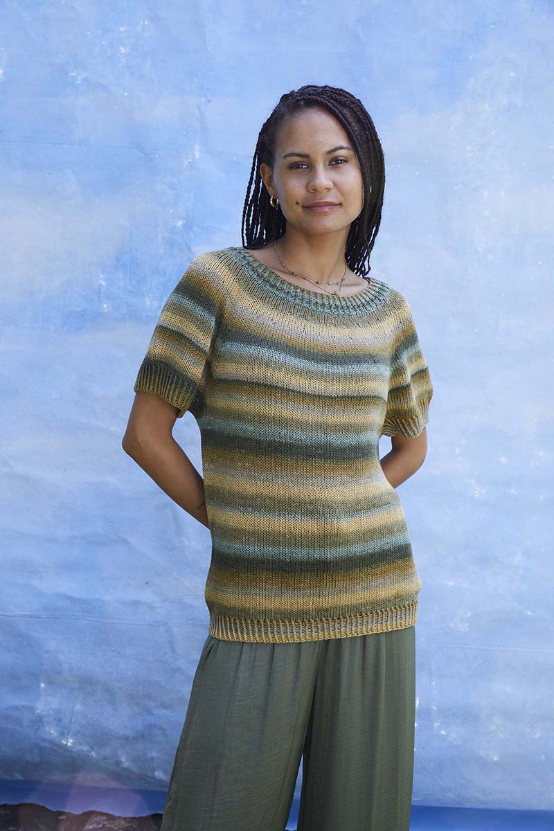 Strickset Kurzarmpullover Top Down Aus Silk Color Von Lang Yarns 3 Strickset Kurzarmpullover Top Down Aus Silk Color Von Lang Yarns – Bild 3