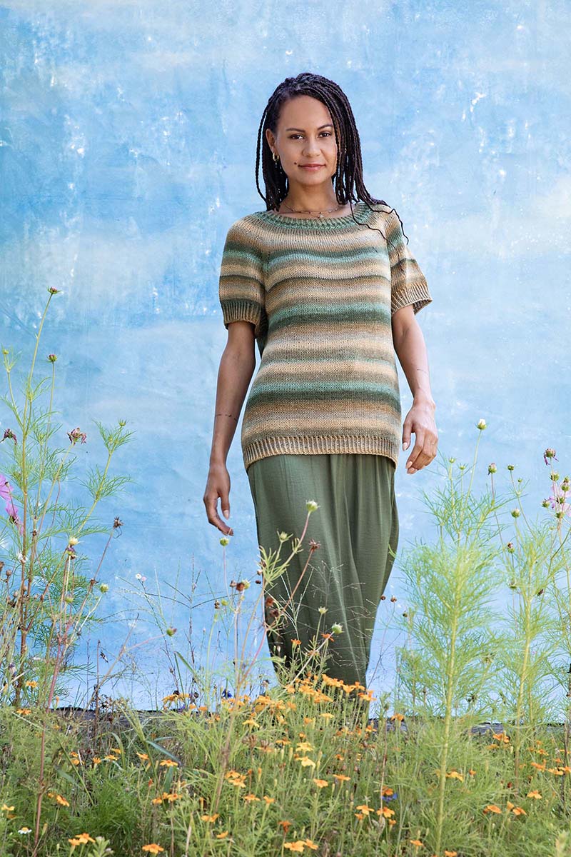 Strickset Kurzarmpullover Top Down Aus Silk Color Von Lang Yarns 1 Strickset Kurzarmpullover Top Down Aus Silk Color Von Lang Yarns