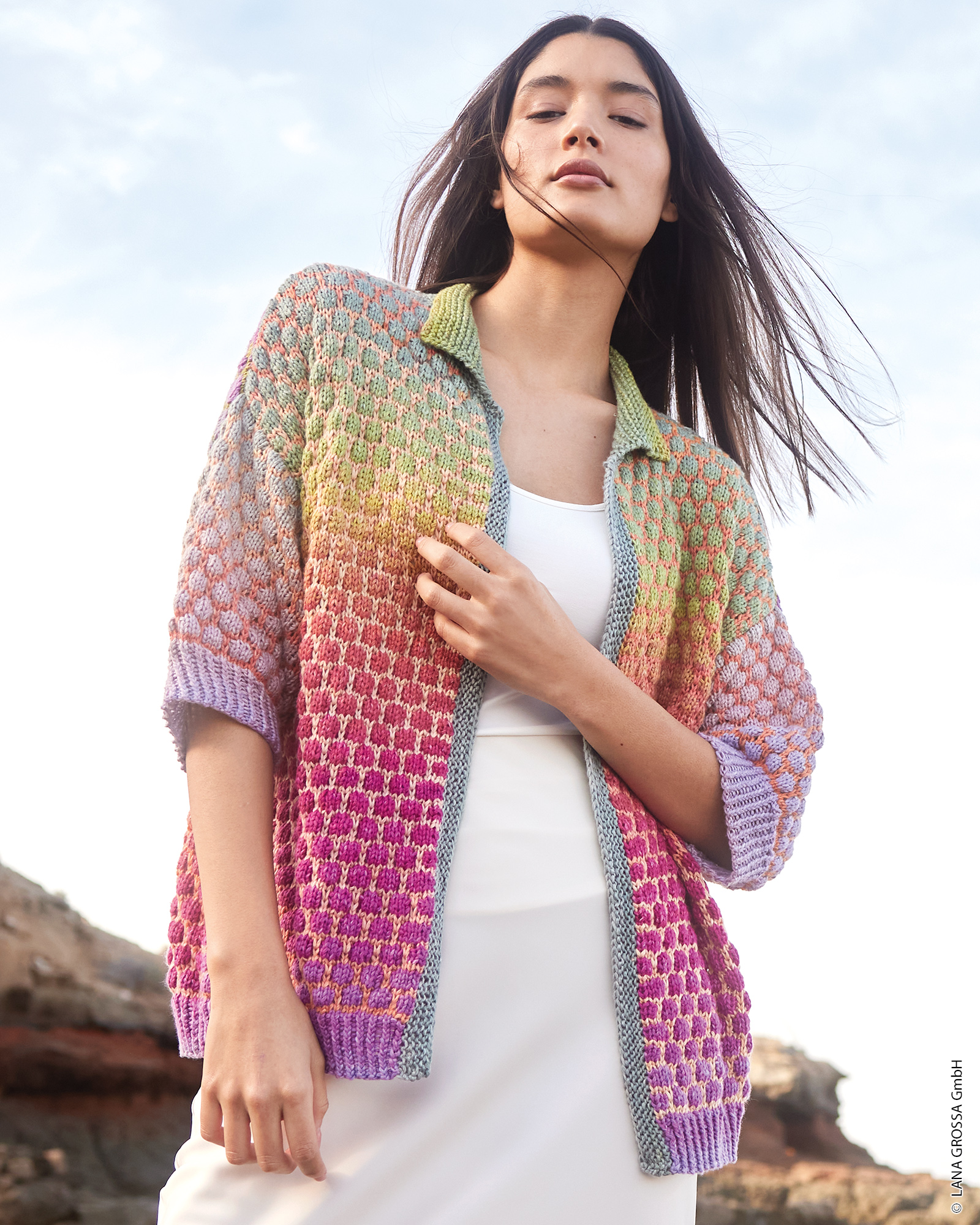 Strickset Cardigan Im Punktmuster Aus Cotonella Von Lana Grossa 2 Strickset Cardigan Im Punktmuster Aus Cotonella Von Lana Grossa – Bild 2