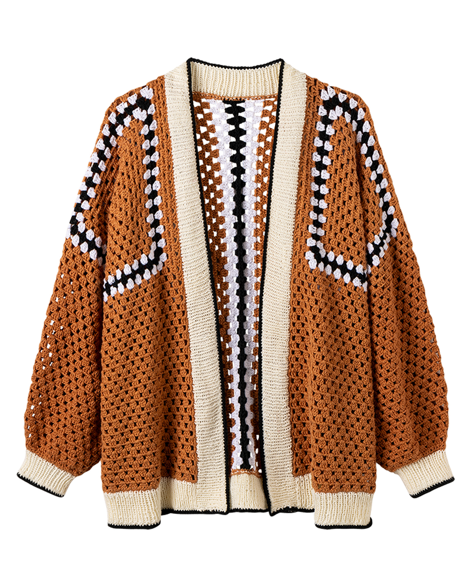 Strickset Cardigan Mit Quadratischen Motiven Im Stäbchenlochmuster Aus Soft Cotton Von Lana Grossa 2 Strickset Cardigan Mit Quadratischen Motiven Im Stäbchenlochmuster Aus Soft Cotton Von Lana Grossa – Bild 2