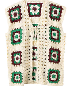 Strickset Weste Mit Quadratischen Motiven Und Lochmuster Aus Soft Cotton Von Lana Grossa 3 Strickset Weste Mit Quadratischen Motiven Und Lochmuster Aus Soft Cotton Von Lana Grossa – Bild 2