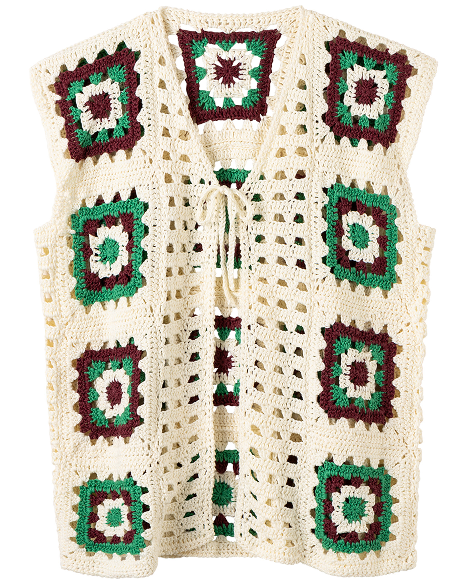 Strickset Weste Mit Quadratischen Motiven Und Lochmuster Aus Soft Cotton Von Lana Grossa 2 Strickset Weste Mit Quadratischen Motiven Und Lochmuster Aus Soft Cotton Von Lana Grossa – Bild 2