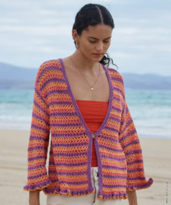 Strickset Streifencardigan Im Stäbchenlochmuster aus Alta Moda Cotolana von Lana Grossa