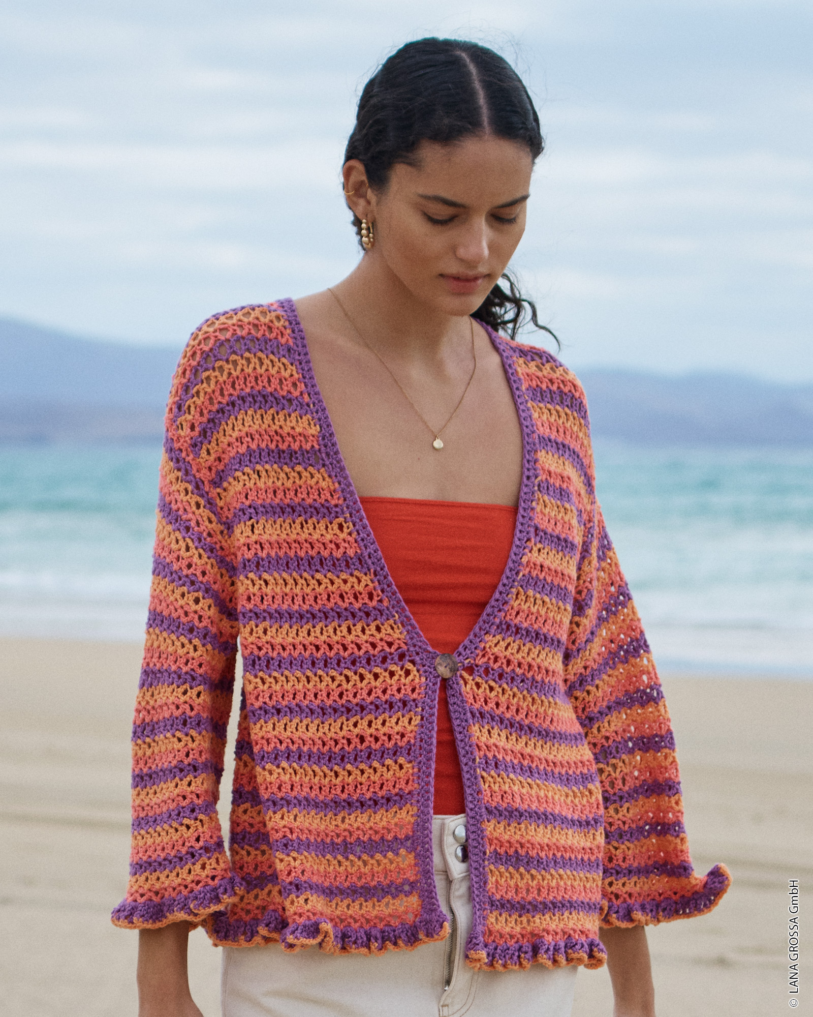 Strickset Streifencardigan Im Stäbchenlochmuster Aus Alta Moda Cotolana Von Lana Grossa 1 Strickset Streifencardigan Im Stäbchenlochmuster Aus Alta Moda Cotolana Von Lana Grossa