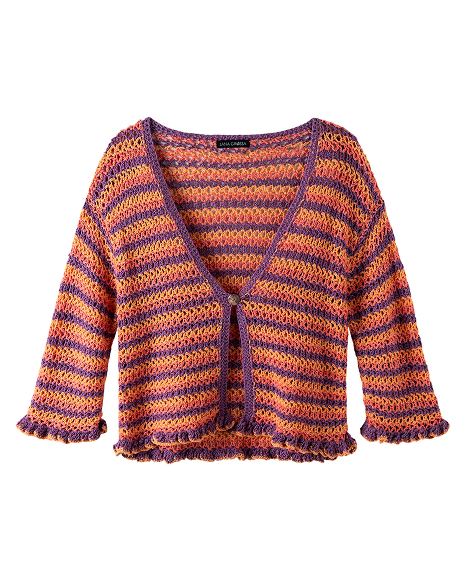 Strickset Streifencardigan Im Stäbchenlochmuster Aus Alta Moda Cotolana Von Lana Grossa 2 Strickset Streifencardigan Im Stäbchenlochmuster Aus Alta Moda Cotolana Von Lana Grossa – Bild 2