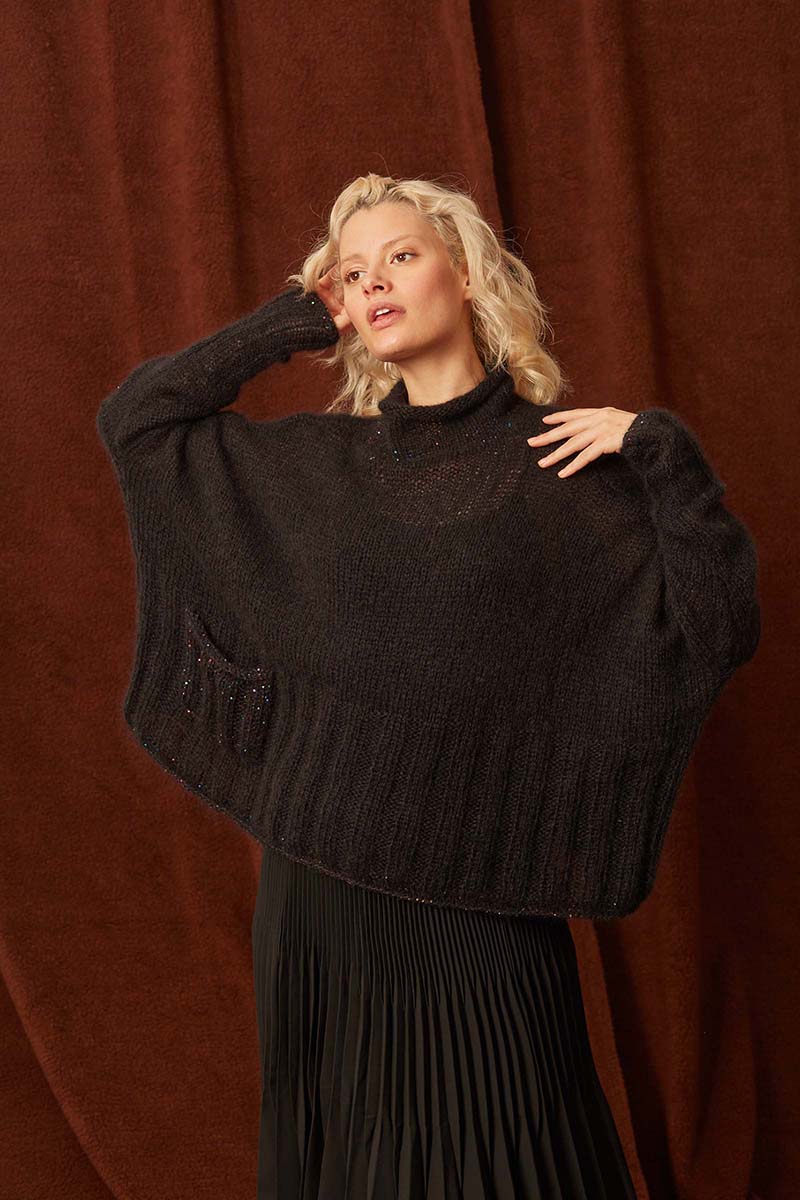 Strickset Ponchopullover Aus Mohair 21 Und Paillettes Von Lang Yarns 4 Strickset Ponchopullover Aus Mohair 21 Und Paillettes Von Lang Yarns – Bild 4