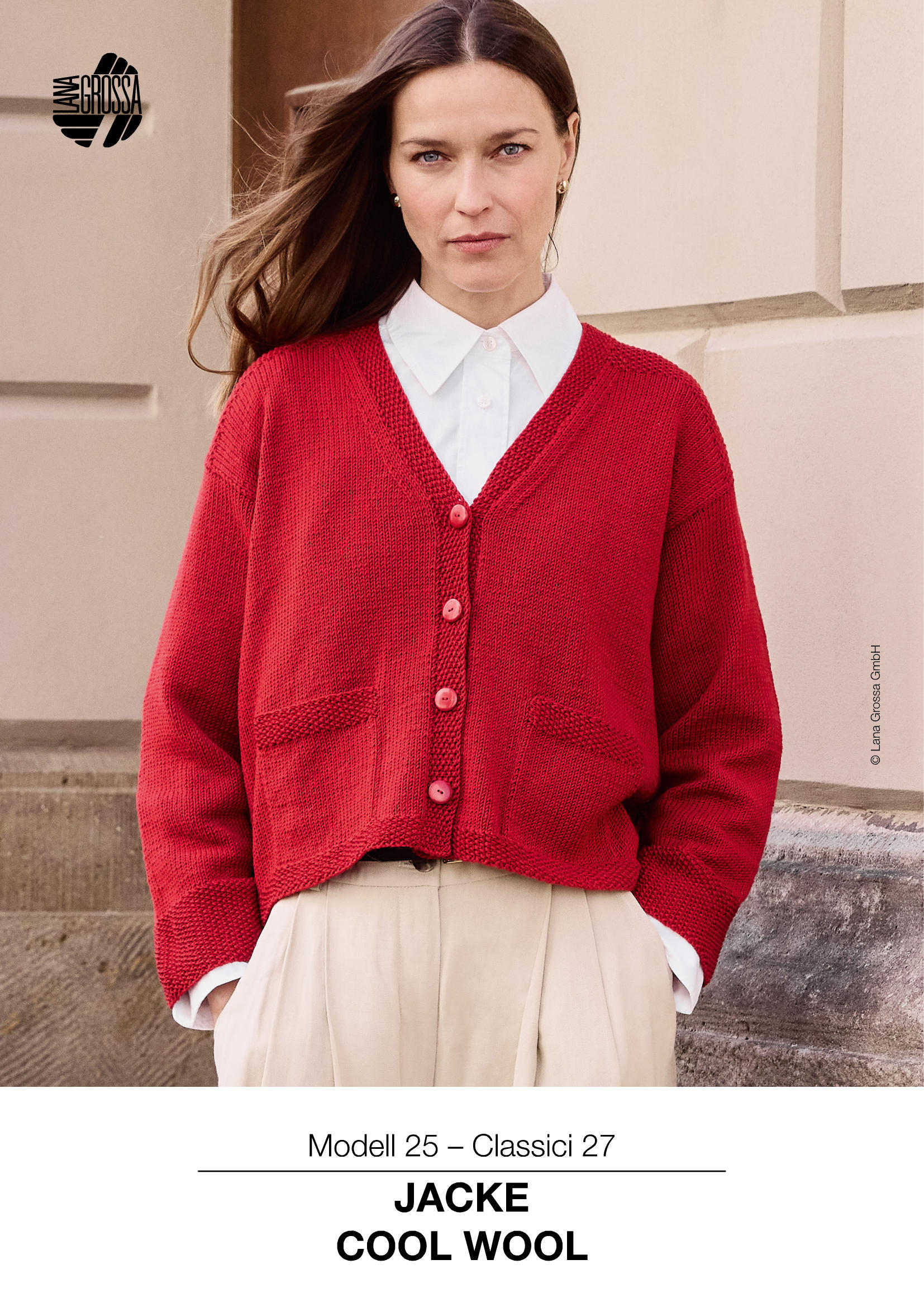 Strickset Jacke Mit Perlmuster Aus Cool Wool Von Lana Grossa 1 Strickset Jacke Mit Perlmuster Aus Cool Wool Von Lana Grossa