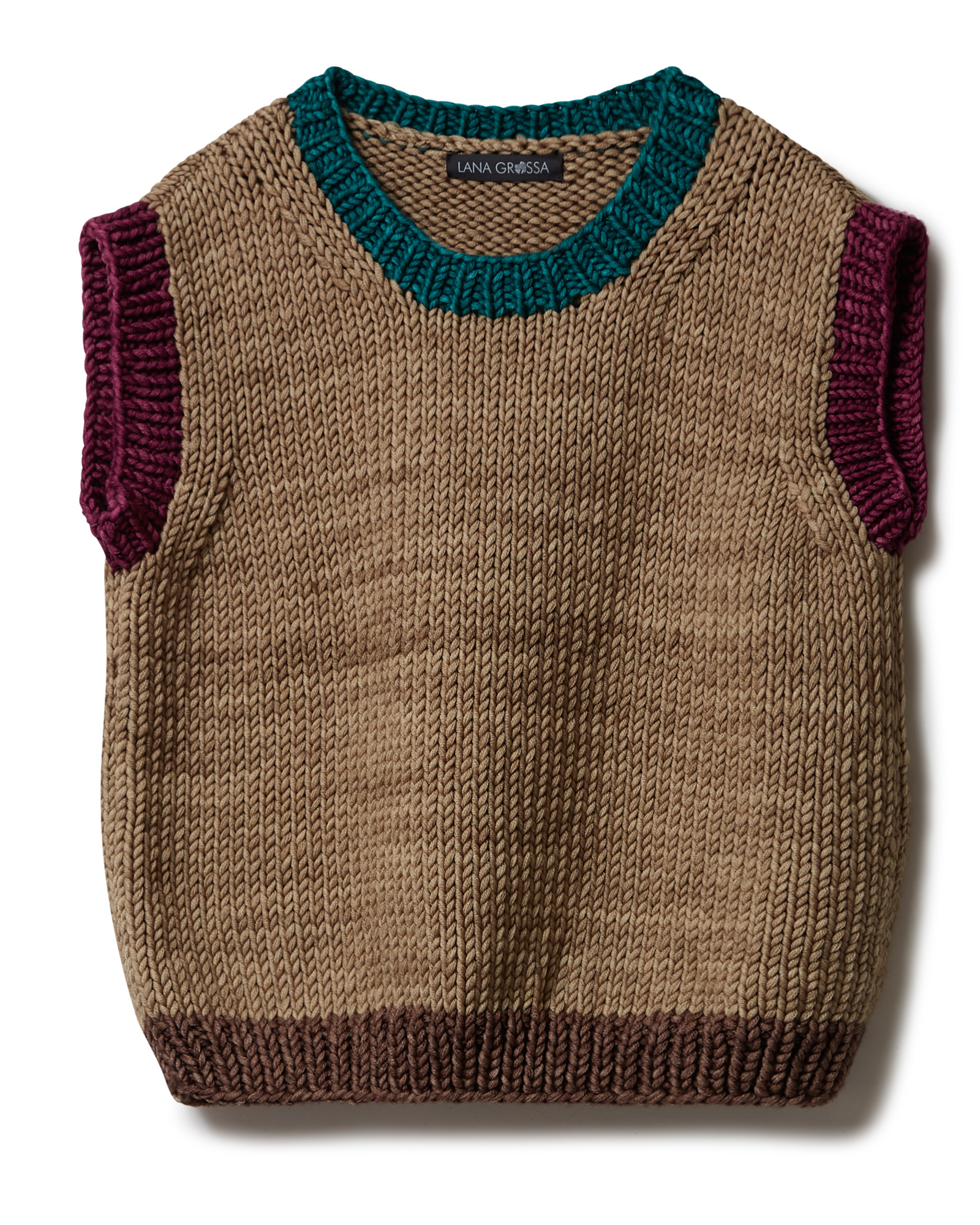 Strickset Pullunder Mit Bunten Bündchen Aus Vintage Superchunky Von Lana Grossa 2 Strickset Pullunder Mit Bunten Bündchen Aus Vintage Superchunky Von Lana Grossa – Bild 2