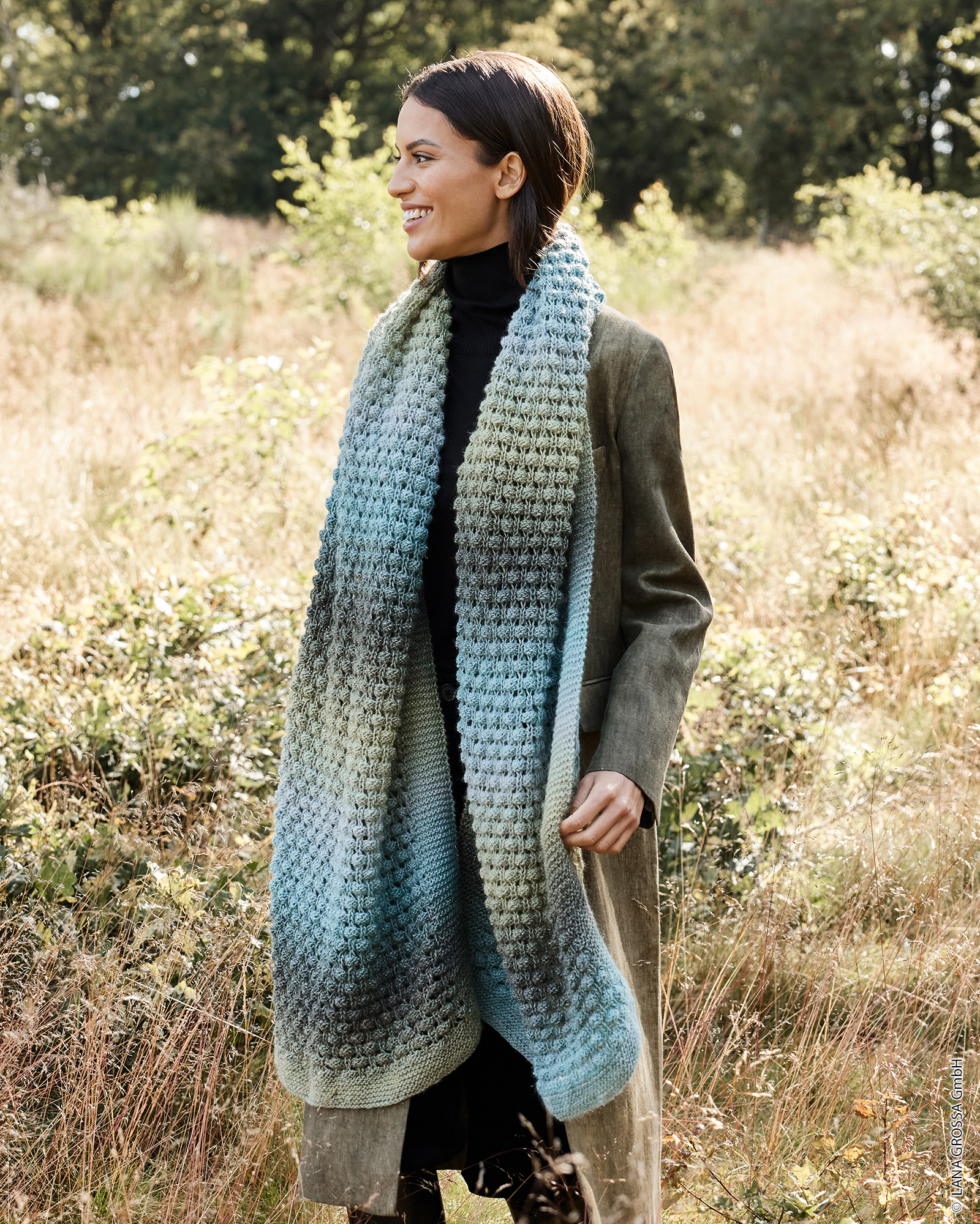 Strickset Tuch Mit Webmuster Aus Gomitolo Gala Von Lana Grossa 1 Strickset Tuch Mit Webmuster Aus Gomitolo Gala Von Lana Grossa