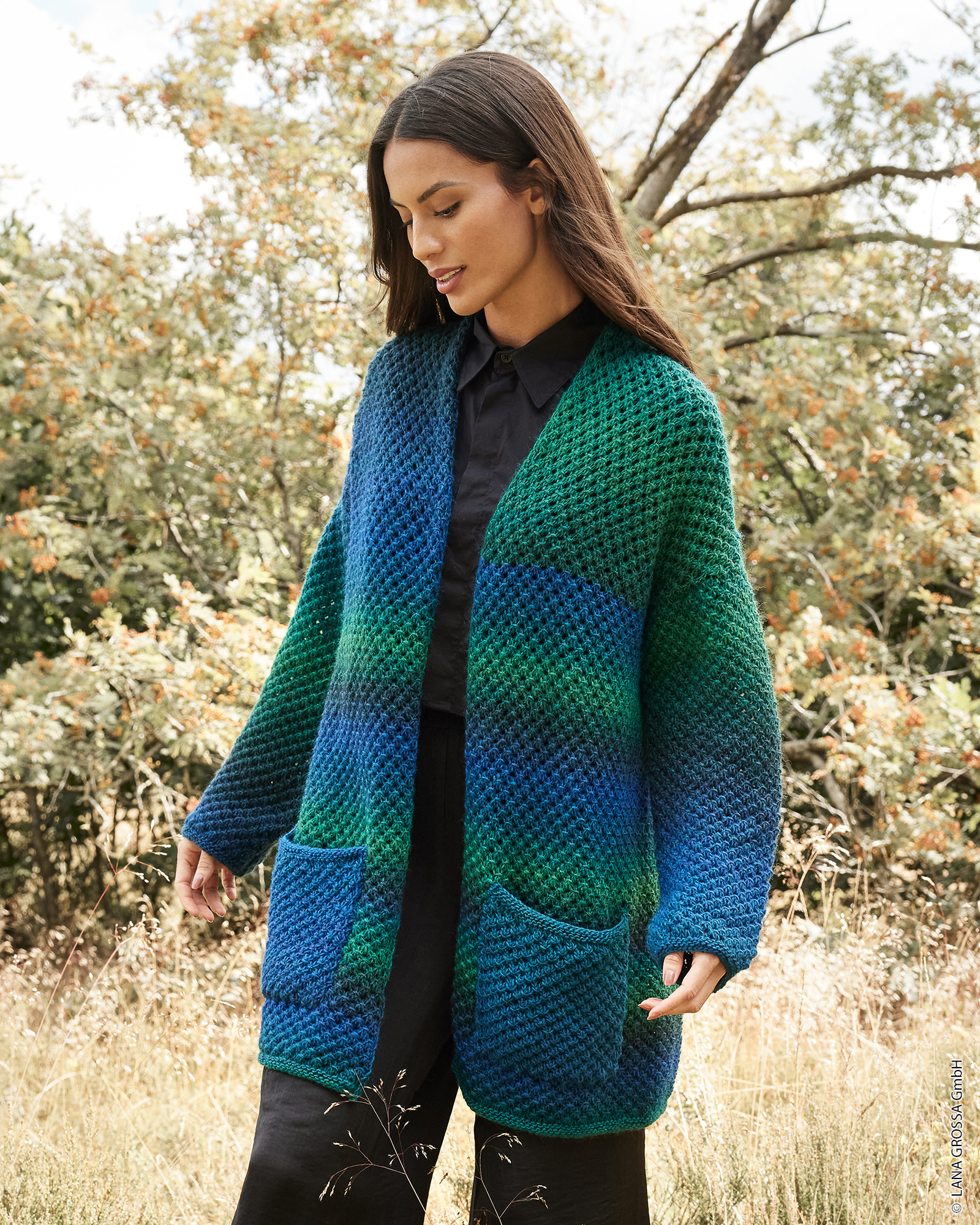 Strickset Jacke Mit Lochmuster Aus Gomitolo Versione Von Lana Grossa 1 Strickset Jacke Mit Lochmuster Aus Gomitolo Versione Von Lana Grossa