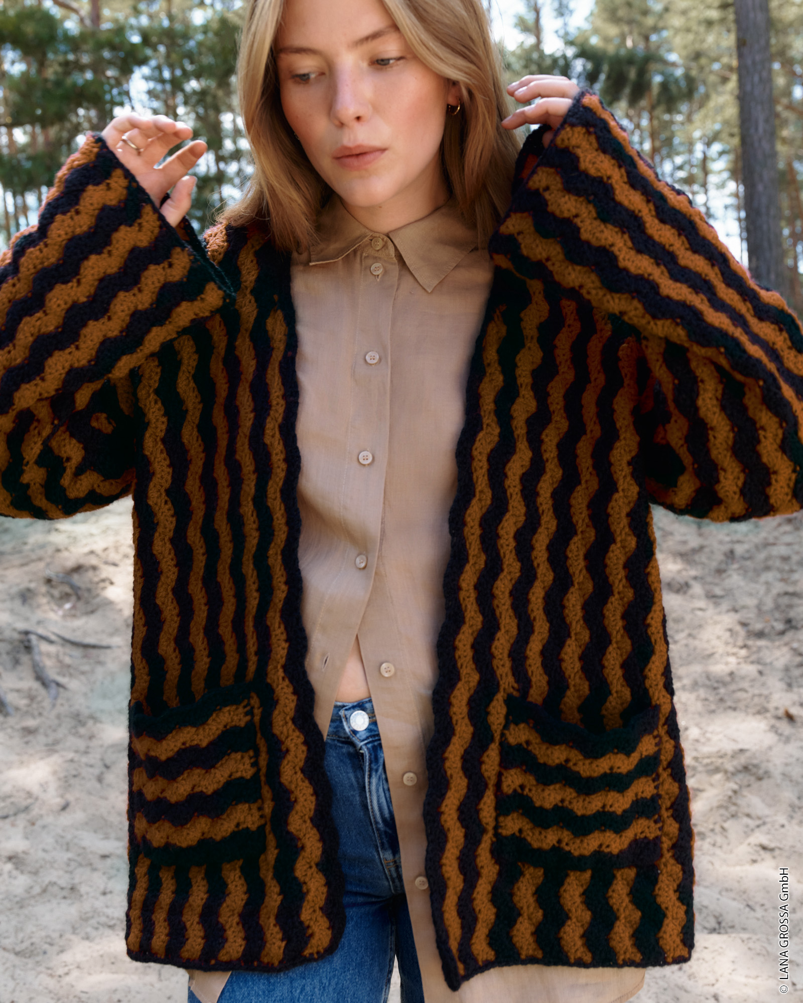 Strickset Quer Gehäkelte Jacke Aus Cool Merino Von Lana Grossa 1 Strickset Quer Gehäkelte Jacke Aus Cool Merino Von Lana Grossa