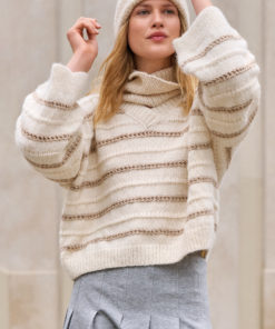 Strickset V-ausschnittpullover aus Natural Alpaca Pelo von Lana Grossa