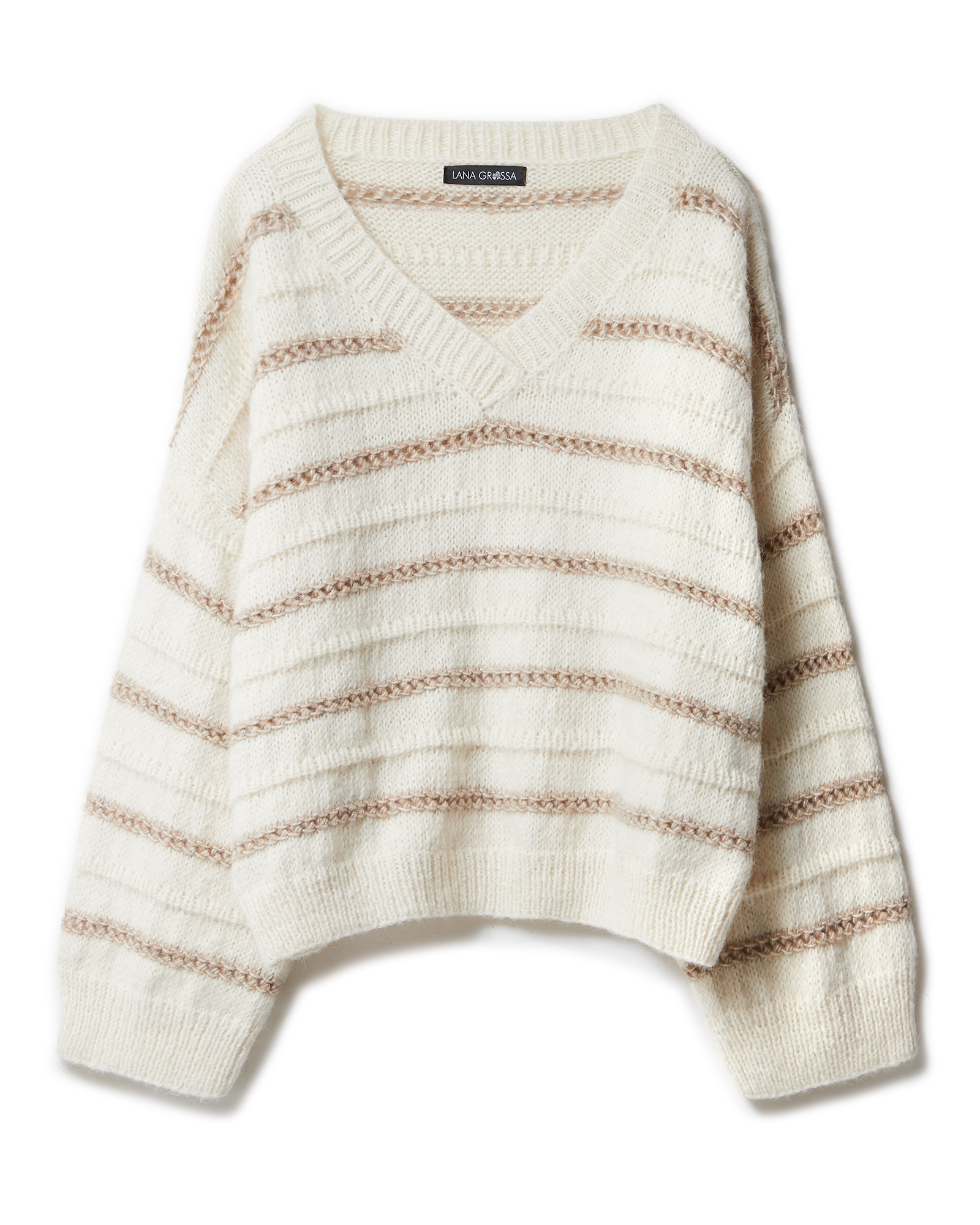 Strickset V-Ausschnittpullover Aus Natural Alpaca Pelo Von Lana Grossa 2 Strickset V-Ausschnittpullover Aus Natural Alpaca Pelo Von Lana Grossa – Bild 2
