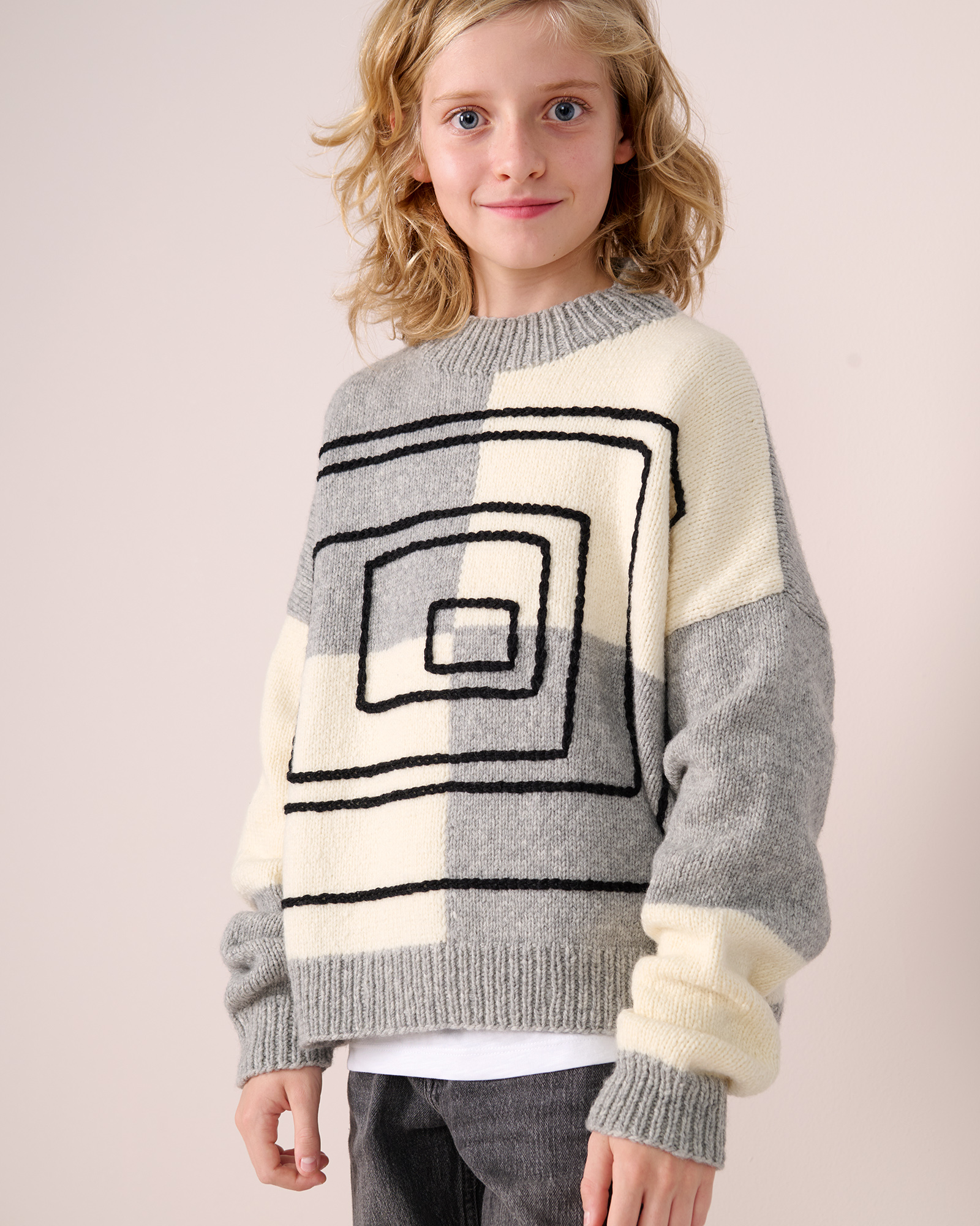 Strickset Karo-Pullover Mit Aufgehäkelten Linien Aus Cool Merino Von Lana Grossa 1 Strickset Karo-Pullover Mit Aufgehäkelten Linien Aus Cool Merino Von Lana Grossa