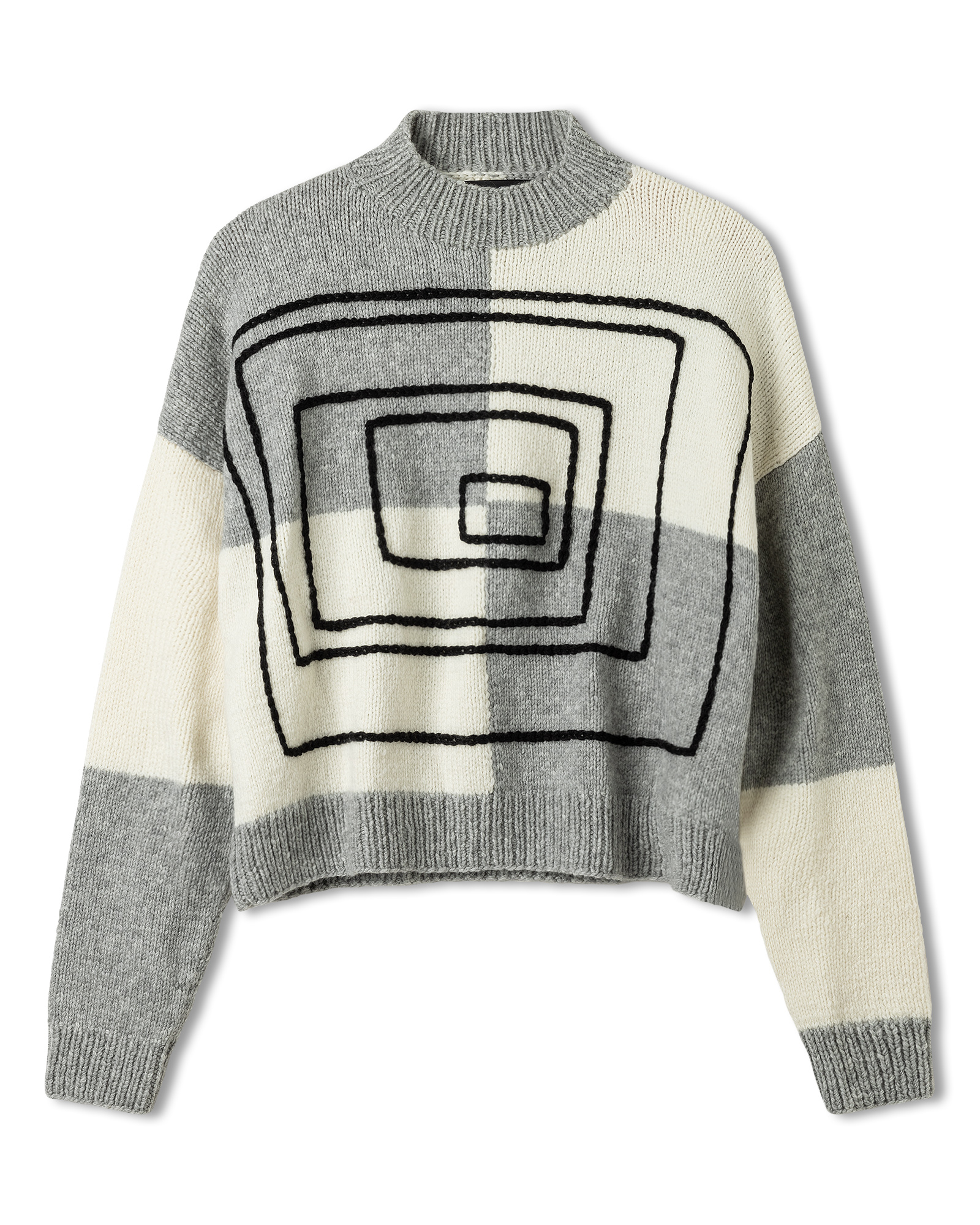 Strickset Karo-Pullover Mit Aufgehäkelten Linien Aus Cool Merino Von Lana Grossa 2 Strickset Karo-Pullover Mit Aufgehäkelten Linien Aus Cool Merino Von Lana Grossa – Bild 2