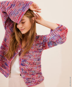 Strickset Jacke Mit Gittermuster aus Cotonella Multi von Lana Grossa