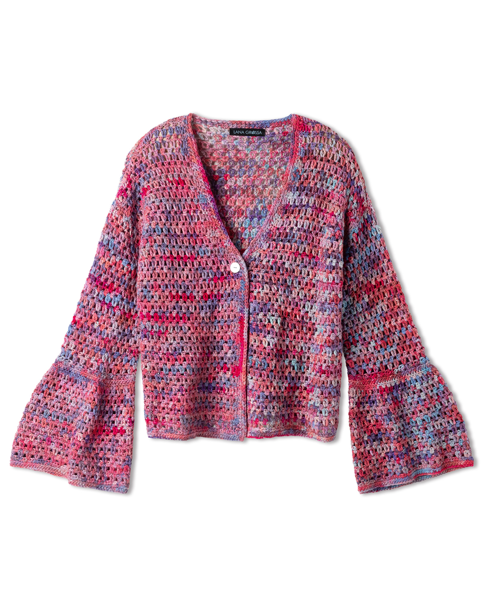 Strickset Jacke Mit Gittermuster Aus Cotonella Multi Von Lana Grossa 2 Strickset Jacke Mit Gittermuster Aus Cotonella Multi Von Lana Grossa – Bild 2