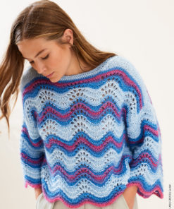 Strickset Shirt Mit Wellenmuster aus Silkhair und Summer Softness von Lana Grossa