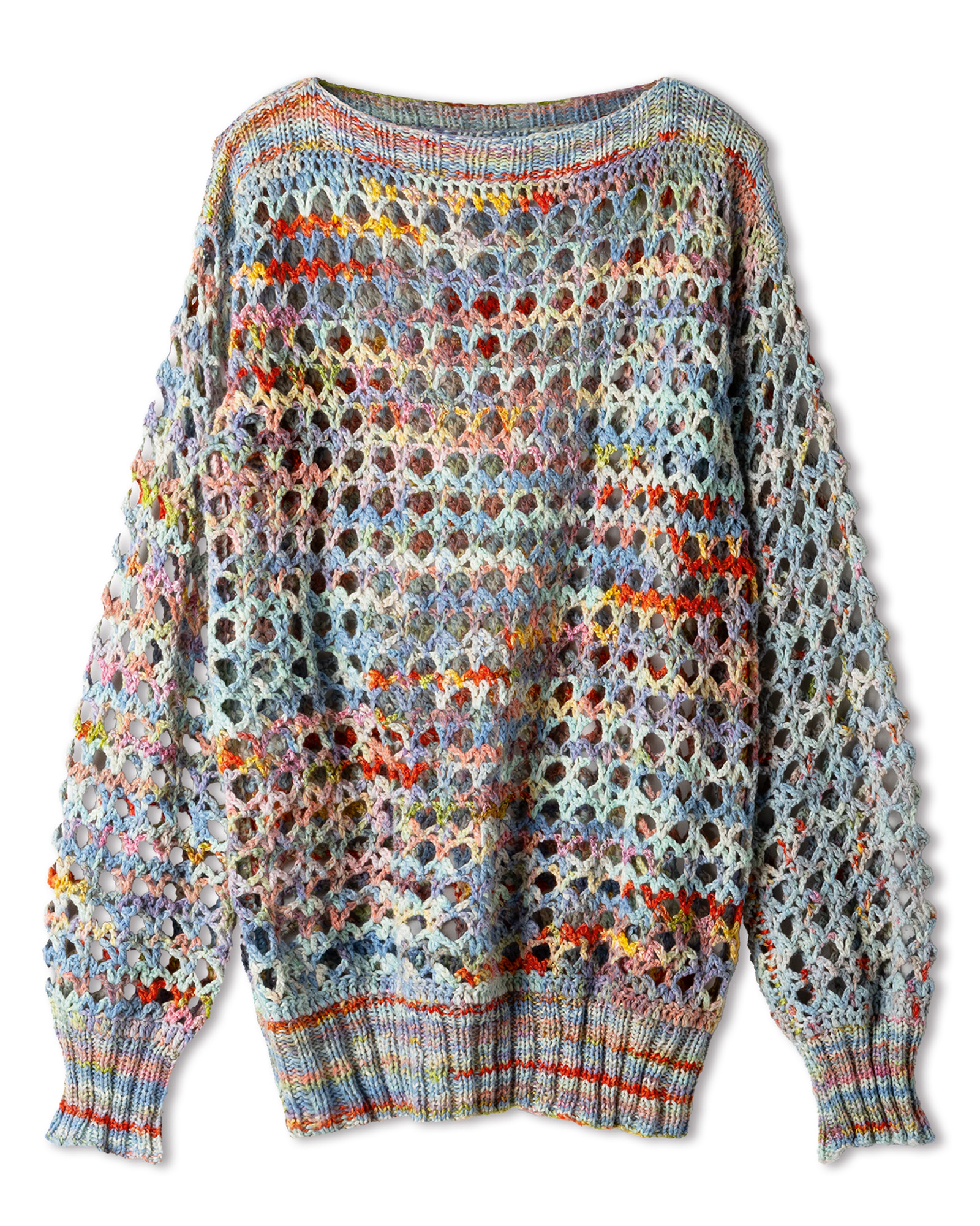 Strickset Pullover Mit Gittermuster Aus Cotonella Multi Von Lana Grossa 2 Strickset Pullover Mit Gittermuster Aus Cotonella Multi Von Lana Grossa – Bild 2