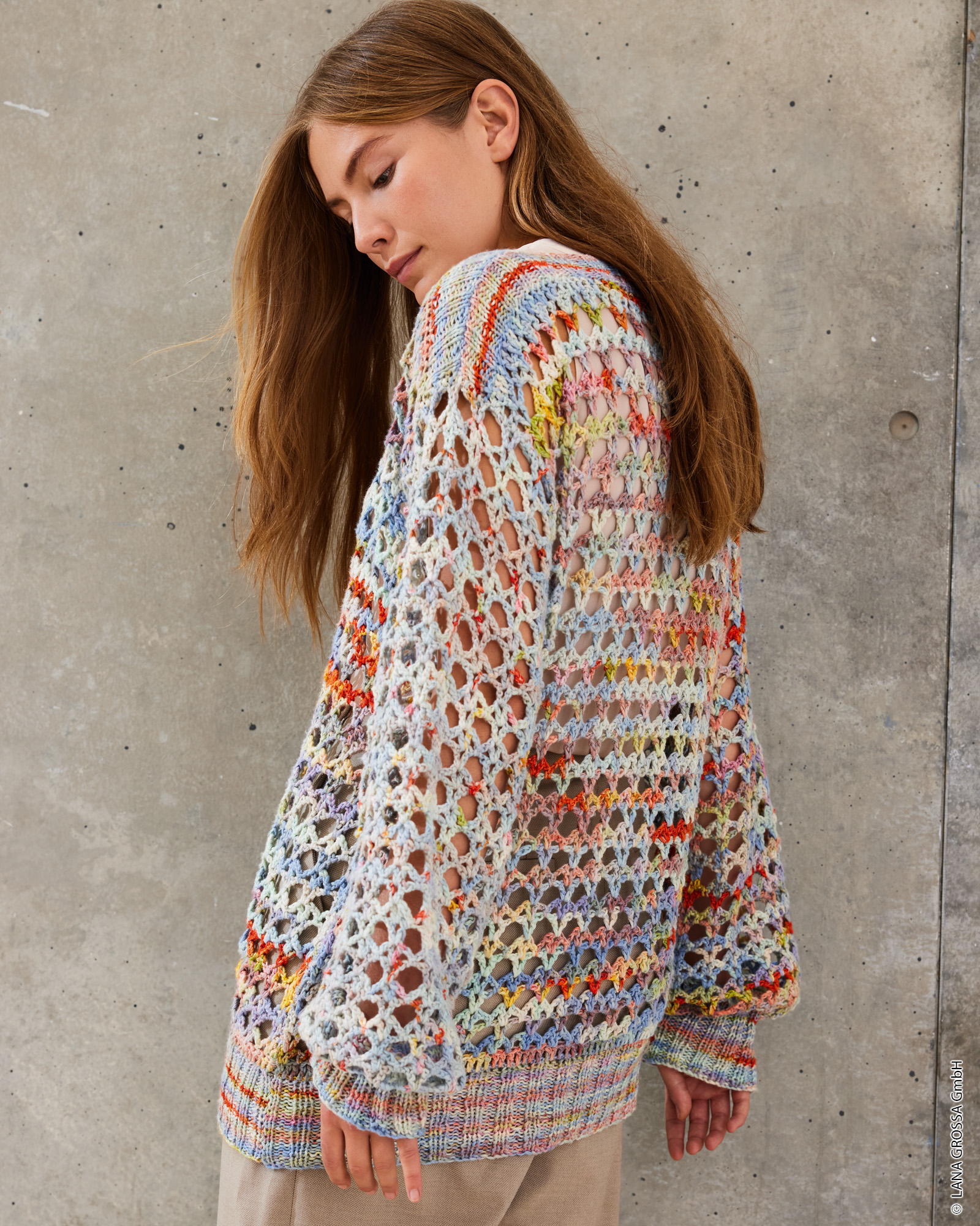 Strickset Pullover Mit Gittermuster Aus Cotonella Multi Von Lana Grossa 3 Strickset Pullover Mit Gittermuster Aus Cotonella Multi Von Lana Grossa – Bild 3