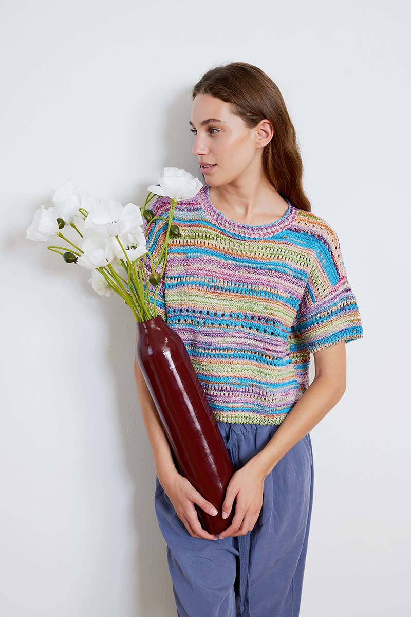 Strickset Kurzarmpullover Aus Fiesta Von Lang Yarns 1 Strickset Kurzarmpullover Aus Fiesta Von Lang Yarns