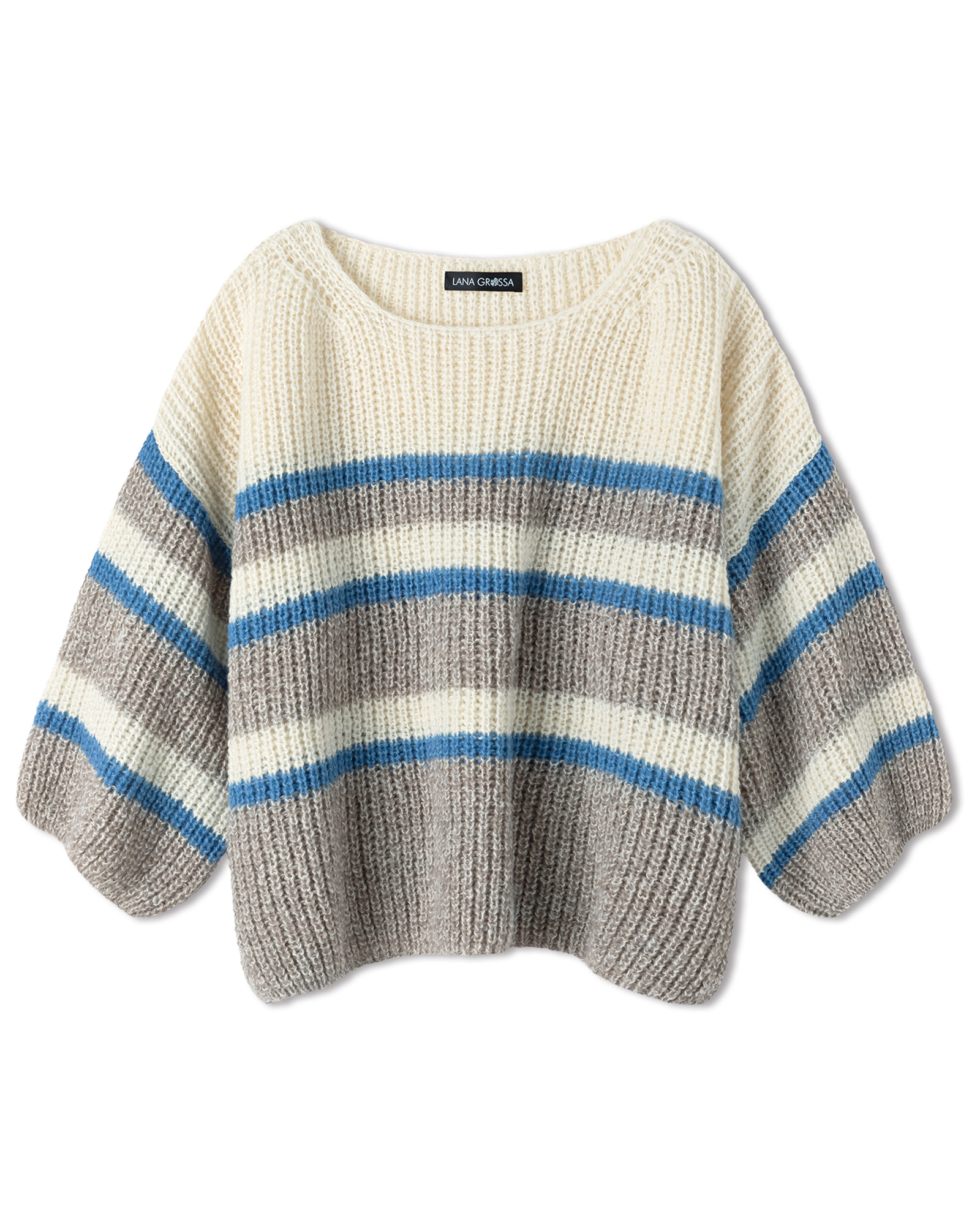 Strickset Pullover Im Halbpatentmuster Mit Streifen Aus Soffio Von Lana Grossa 2 Strickset Pullover Im Halbpatentmuster Mit Streifen Aus Soffio Von Lana Grossa – Bild 2