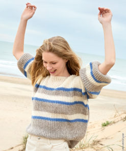 Strickset Pullover Im Halbpatentmuster Mit Streifen Aus Soffio Von Lana Grossa 5 Strickset Pullover Im Halbpatentmuster Mit Streifen Aus Soffio Von Lana Grossa – Bild 3