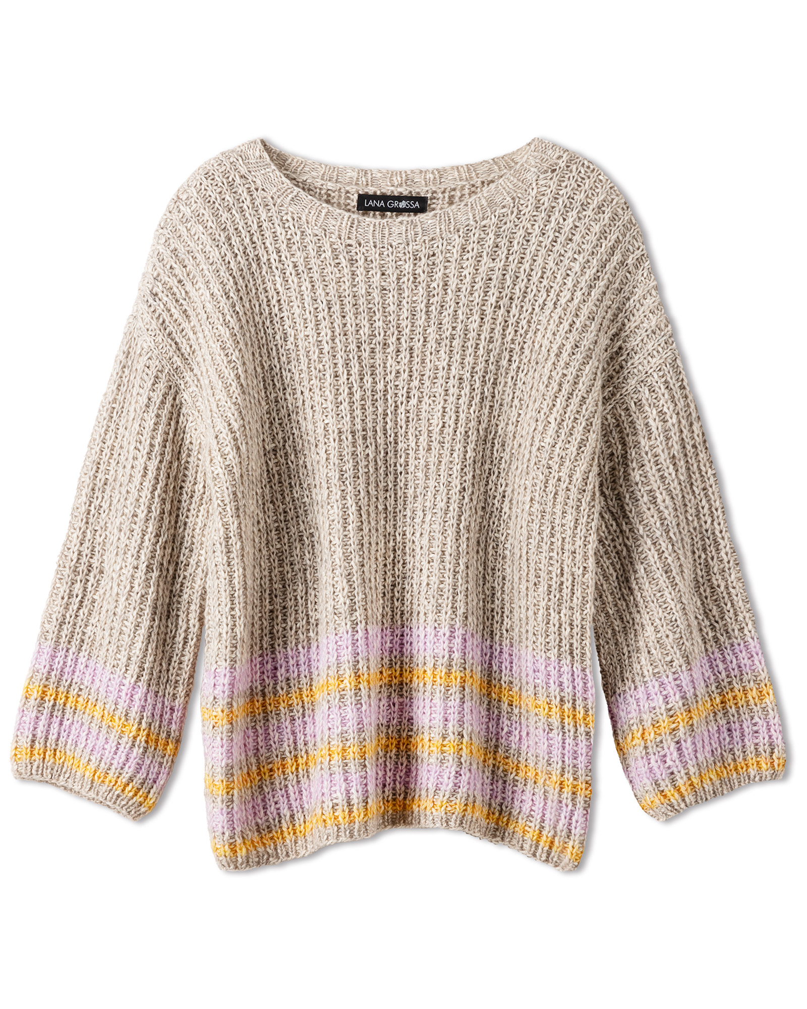 Strickset Pullover Im Halbpatentmuster Mit Streifen Aus Bottoni Von Lana Grossa 2 Strickset Pullover Im Halbpatentmuster Mit Streifen Aus Bottoni Von Lana Grossa – Bild 2