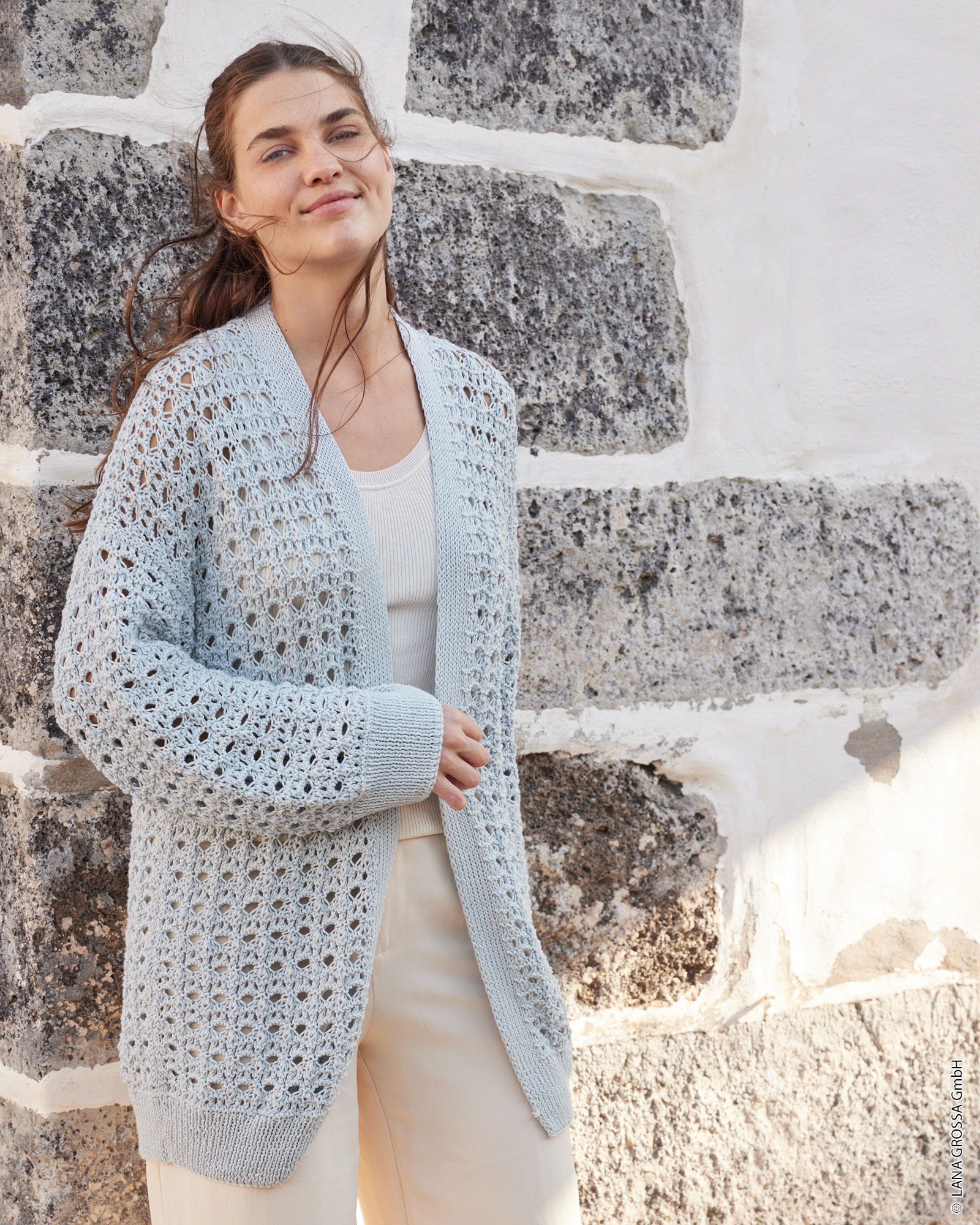 Strickset Cardigan Mit Strukturlochmuster Aus Landlust Baumwolle Von Lana Grossa 1 Strickset Cardigan Mit Strukturlochmuster Aus Landlust Baumwolle Von Lana Grossa
