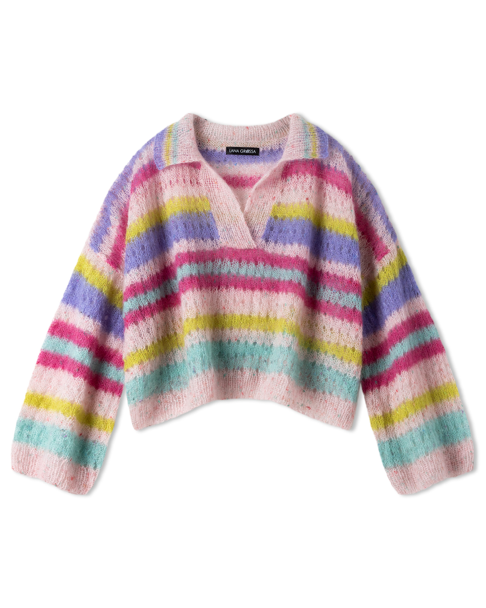 Strickset Gestreifter Pullover Mit Lochmuster Aus Natural Superkid Tweed Von Lana Grossa 2 Strickset Gestreifter Pullover Mit Lochmuster Aus Natural Superkid Tweed Von Lana Grossa – Bild 2