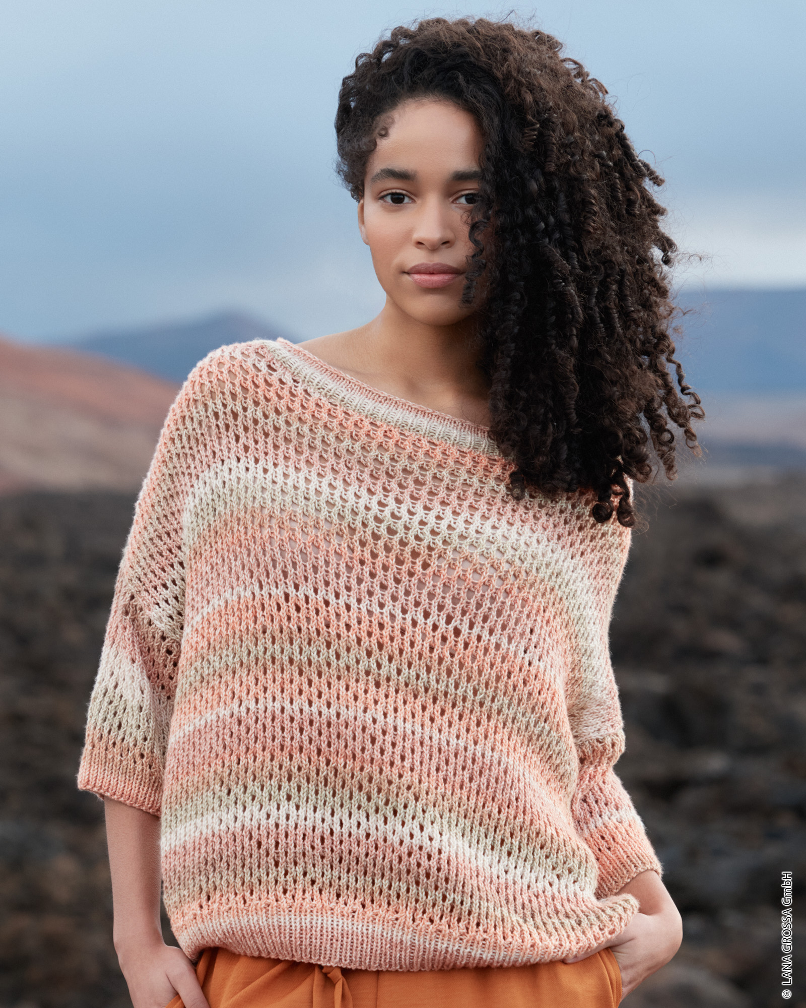 Strickset Pullover Mit Lochmuster Aus Gomitolo Mambo Von Lana Grossa 1 Strickset Pullover Mit Lochmuster Aus Gomitolo Mambo Von Lana Grossa