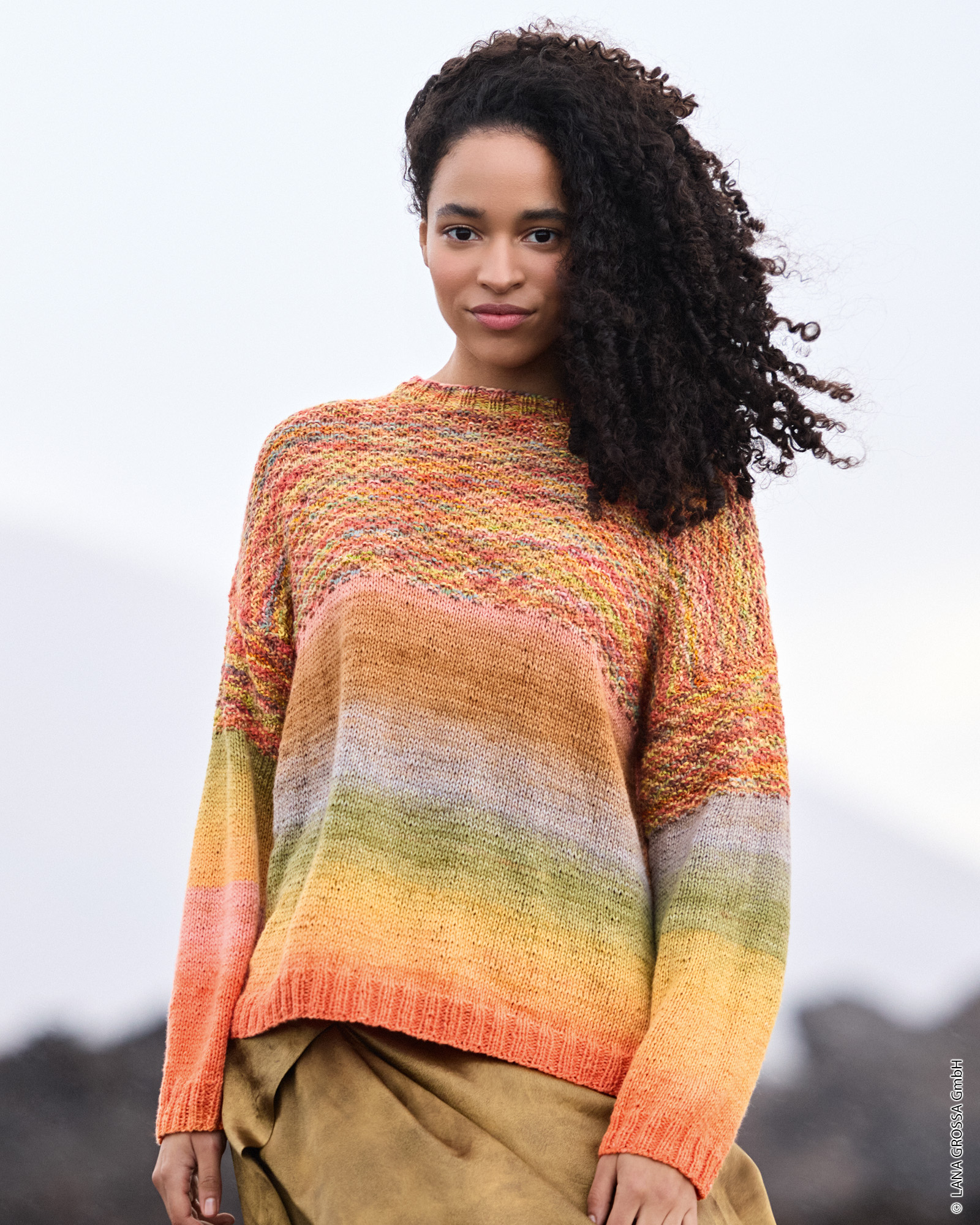 Strickset Pullover Mit Mustermix Aus Cotonella Multi Und Cotonella Von Lana Grossa 1 Strickset Pullover Mit Mustermix Aus Cotonella Multi Und Cotonella Von Lana Grossa