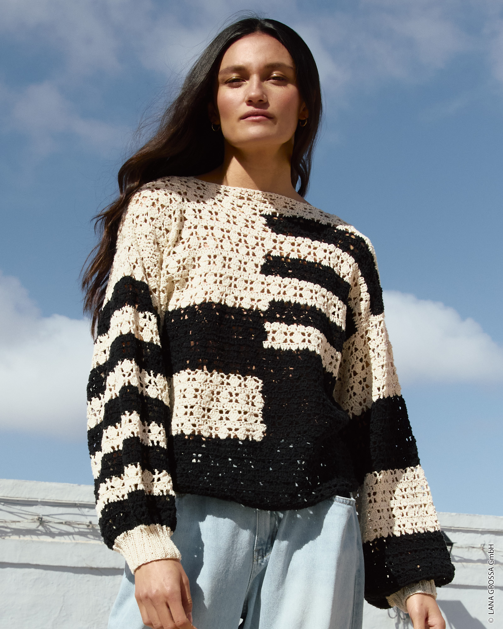 Strickset Pulli Im Stäbchen-Lochmuster Aus Setapura Von Lana Grossa 1 Strickset Pulli Im Stäbchen-Lochmuster Aus Setapura Von Lana Grossa