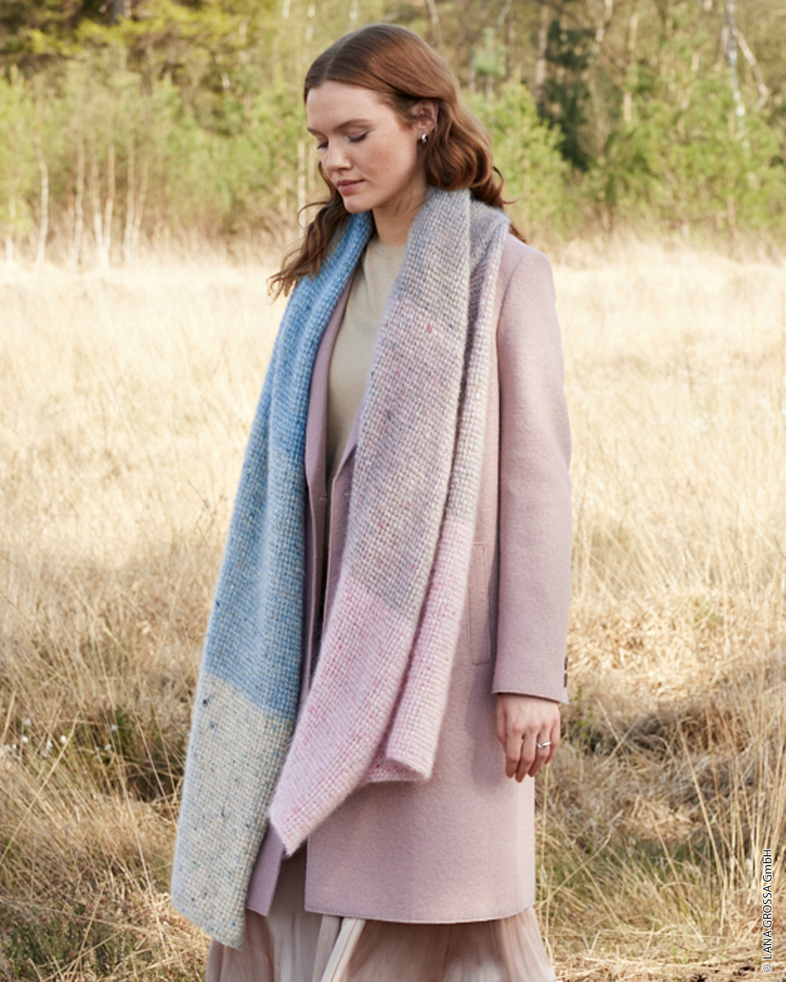 Strickset Schal Mit Hebemaschenmuster Aus Natural Superkid Tweed Von Lana Grossa 2 Strickset Schal Mit Hebemaschenmuster Aus Natural Superkid Tweed Von Lana Grossa – Bild 2