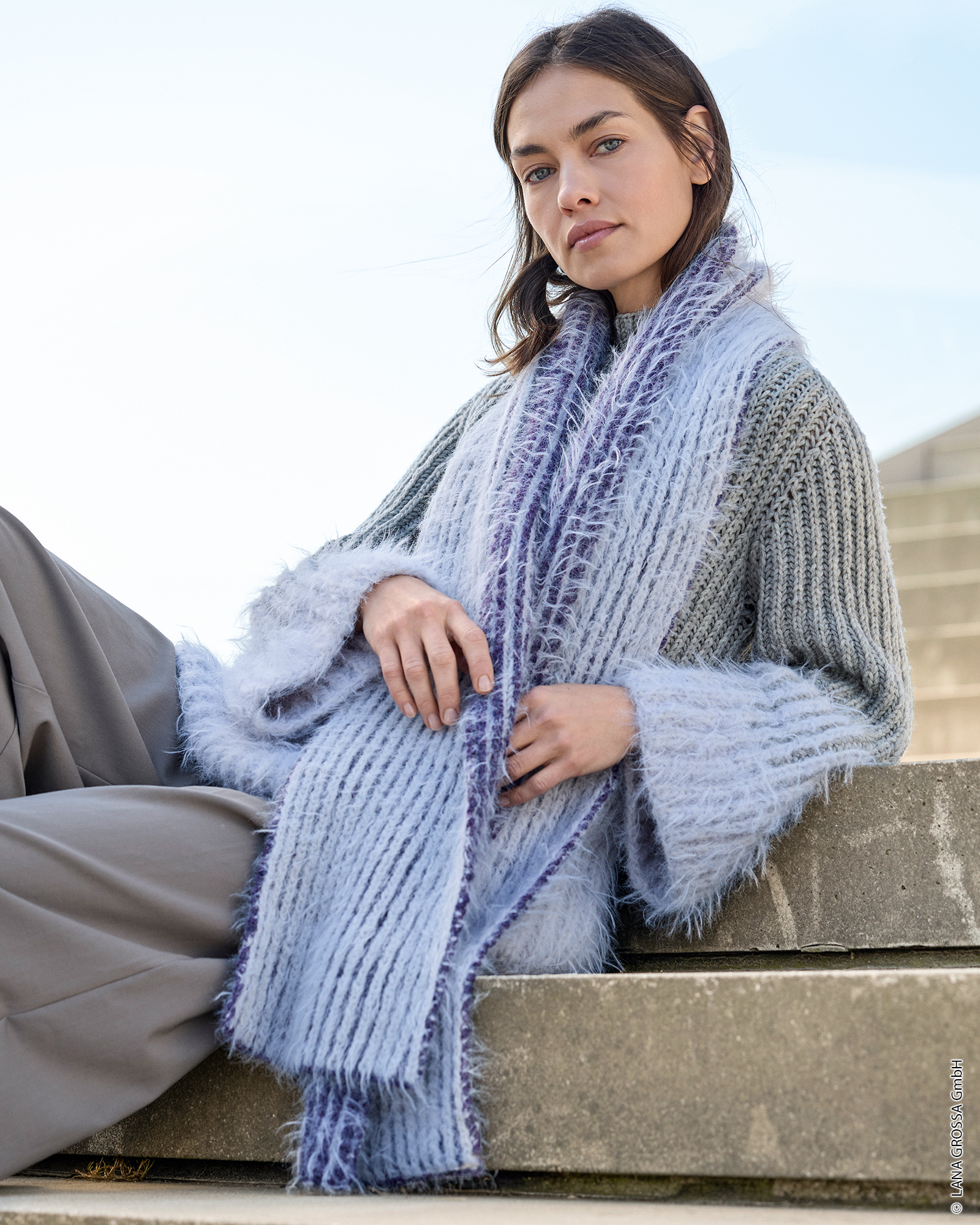 Strickset Brioche-Schal Aus Basta Und Cool Merino Von Lana Grossa 1 Strickset Brioche-Schal Aus Basta Und Cool Merino Von Lana Grossa