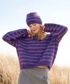Strickset Top Down Streifenpullover aus Merino Superiore und Silkhair von Lana Grossa