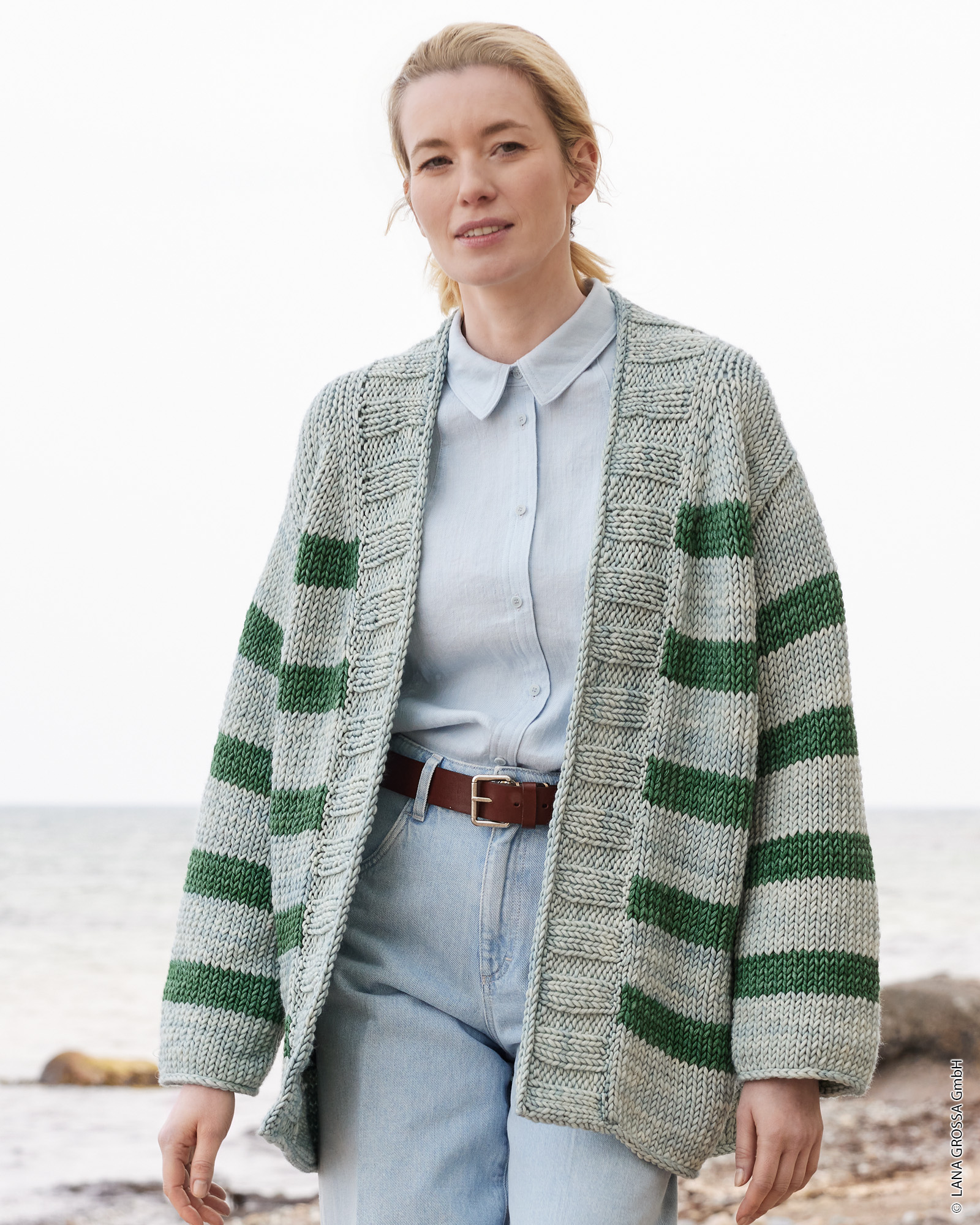 Strickset Top Down Streifenjacke Aus Vintage Superchunky Von Lana Grossa 3 Strickset Top Down Streifenjacke Aus Vintage Superchunky Von Lana Grossa – Bild 3