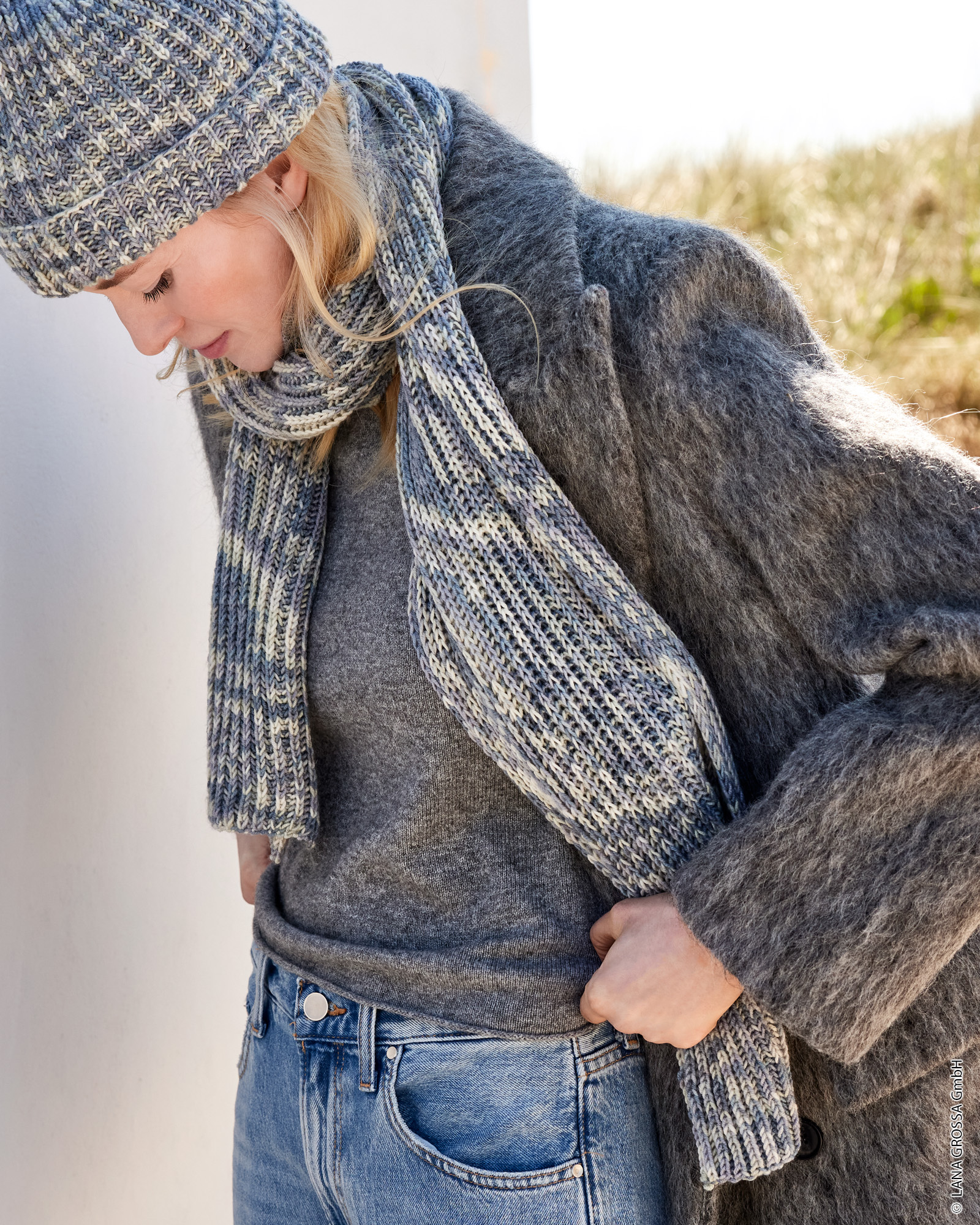 Strickset Schal Im Patentmuster Aus Cool Wool Von Lana Grossa 1 Strickset Schal Im Patentmuster Aus Cool Wool Von Lana Grossa