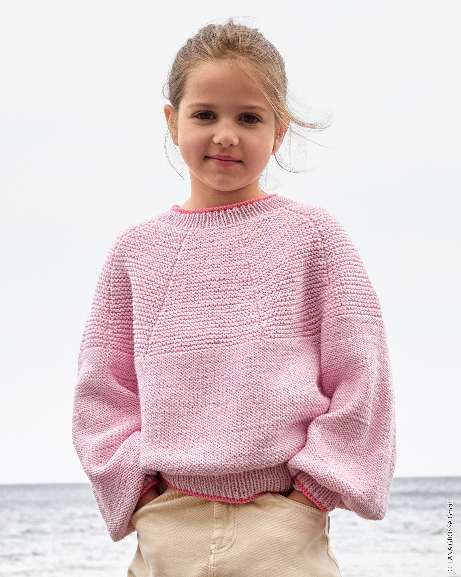 Strickset Top Down Kinderpullover Aus Cool Wool Big Mélange Von Lana Grossa 1 Strickset Top Down Kinderpullover Aus Cool Wool Big Mélange Von Lana Grossa