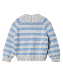 Strickset Top Down Kinder-Streifenpullover Aus Cool Wool Big Mélange Von Lana Grossa 4 Strickset Top Down Kinder-Streifenpullover Aus Cool Wool Big Mélange Von Lana Grossa – Bild 2